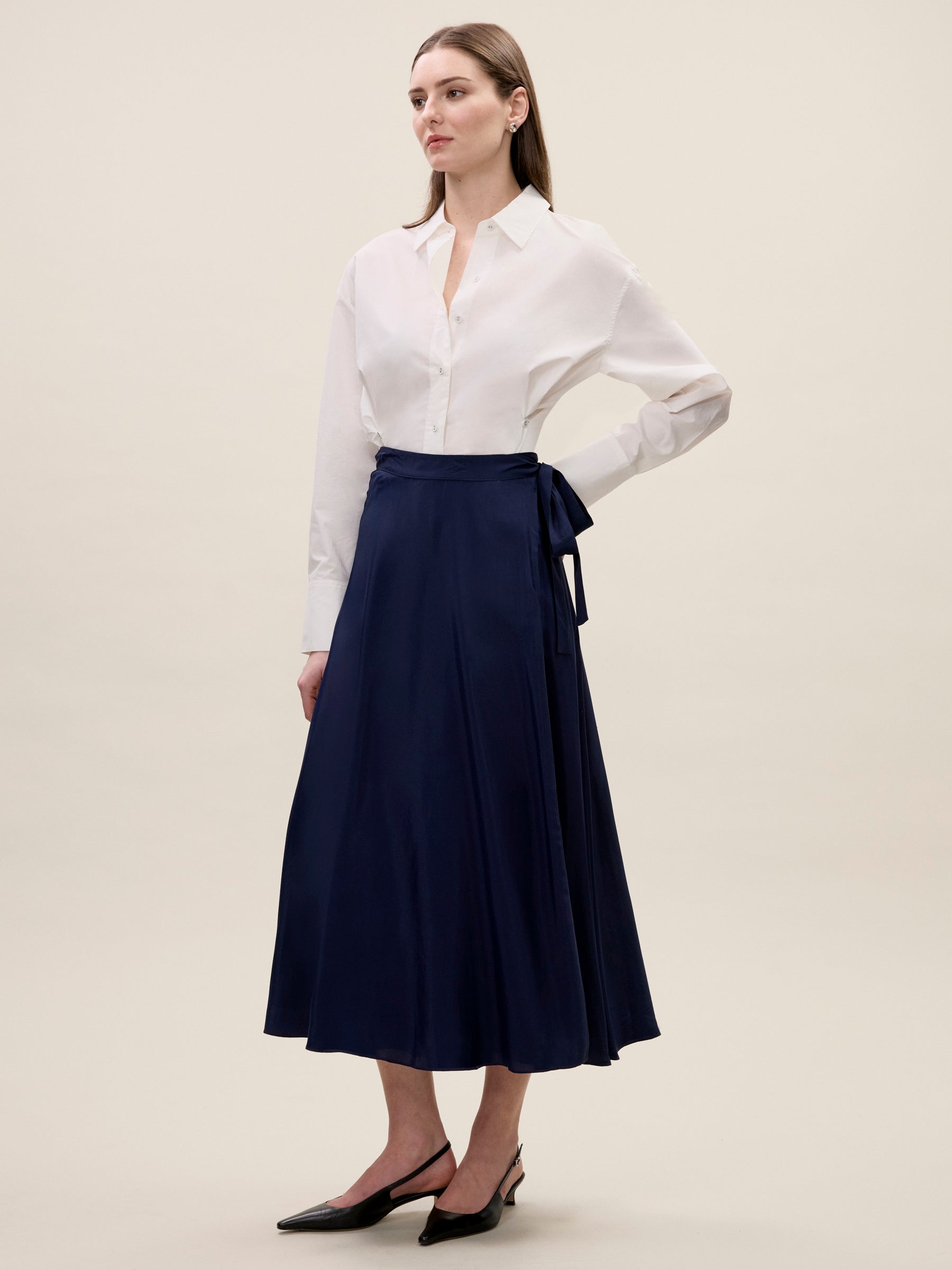 Irie Silky Skirt in Navy by Rebecca Taylor