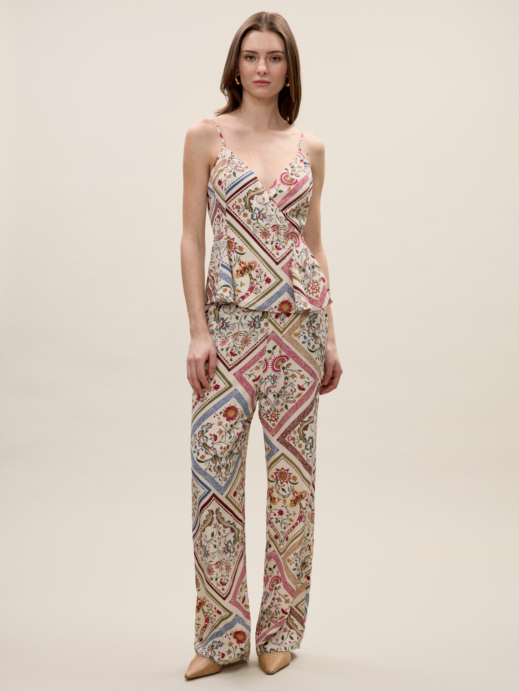 Irie Silky Top in Montage Floral Ivory Combo by Rebecca Taylor