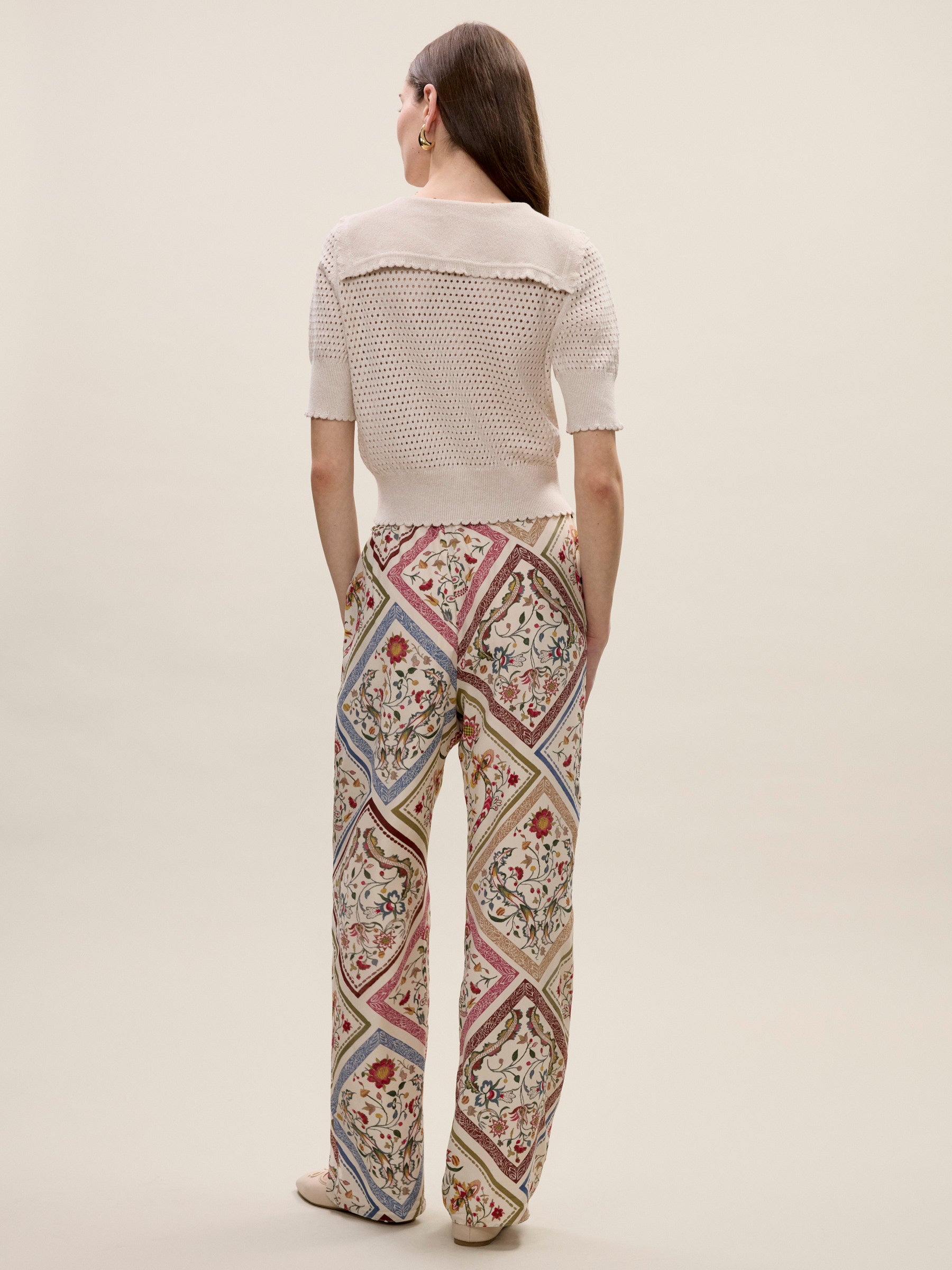 Irie Silky Pant in Montage Floral Ivory Combo by Rebecca Taylor