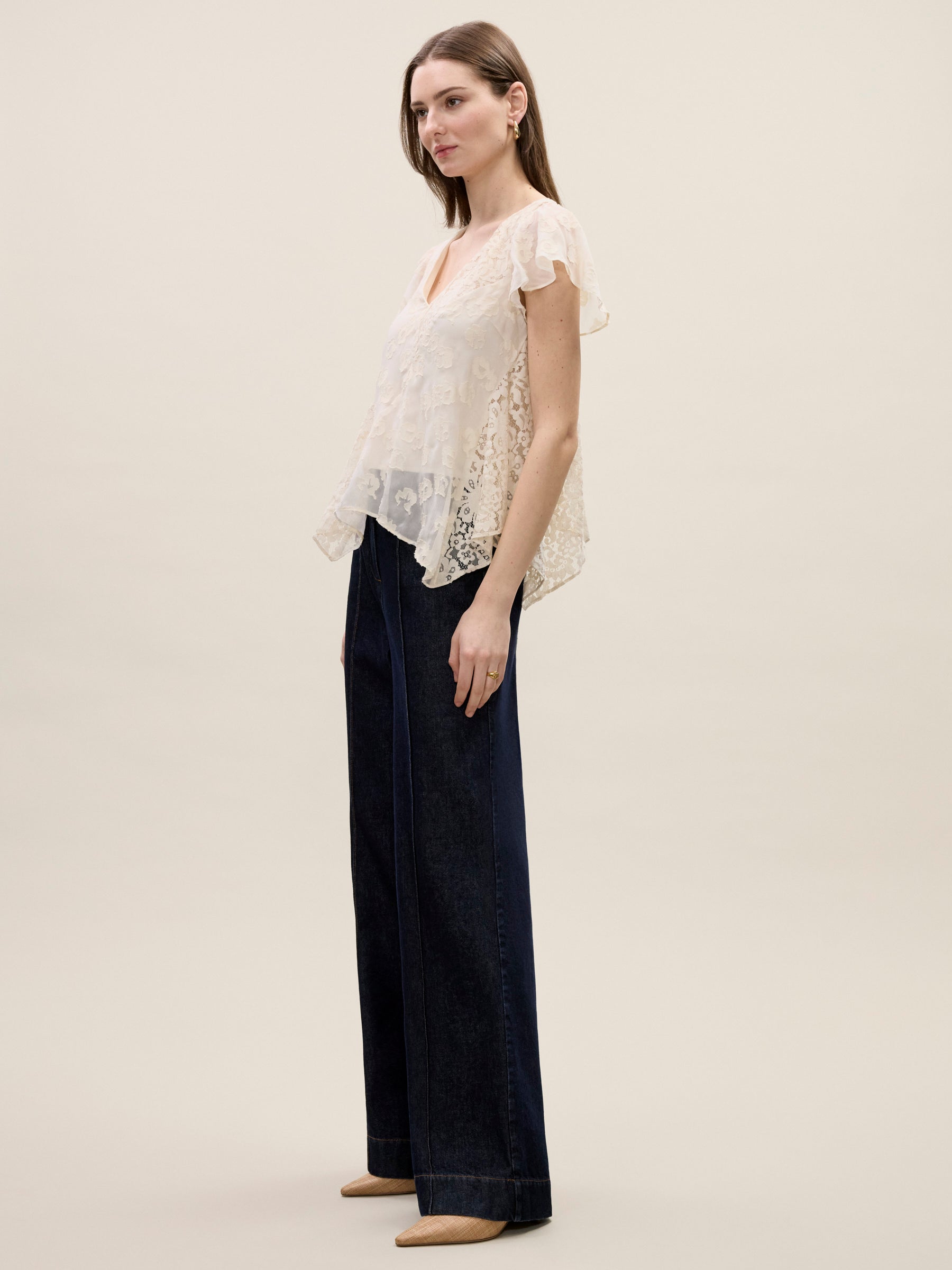 Marielle Lace Blouse in Ivory by Rebecca Taylor