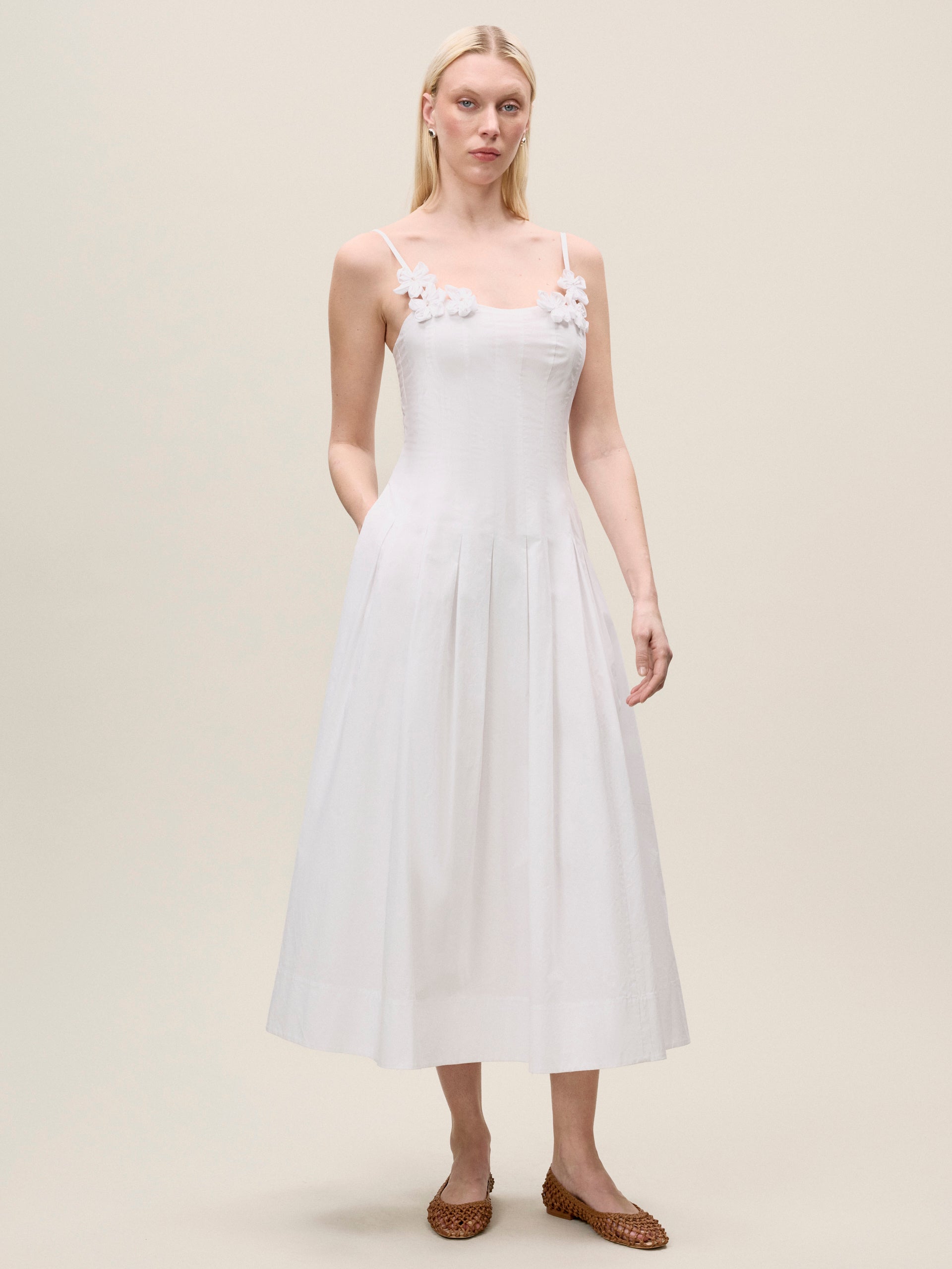Priya Poplin Dress in Milk by Rebecca Taylor