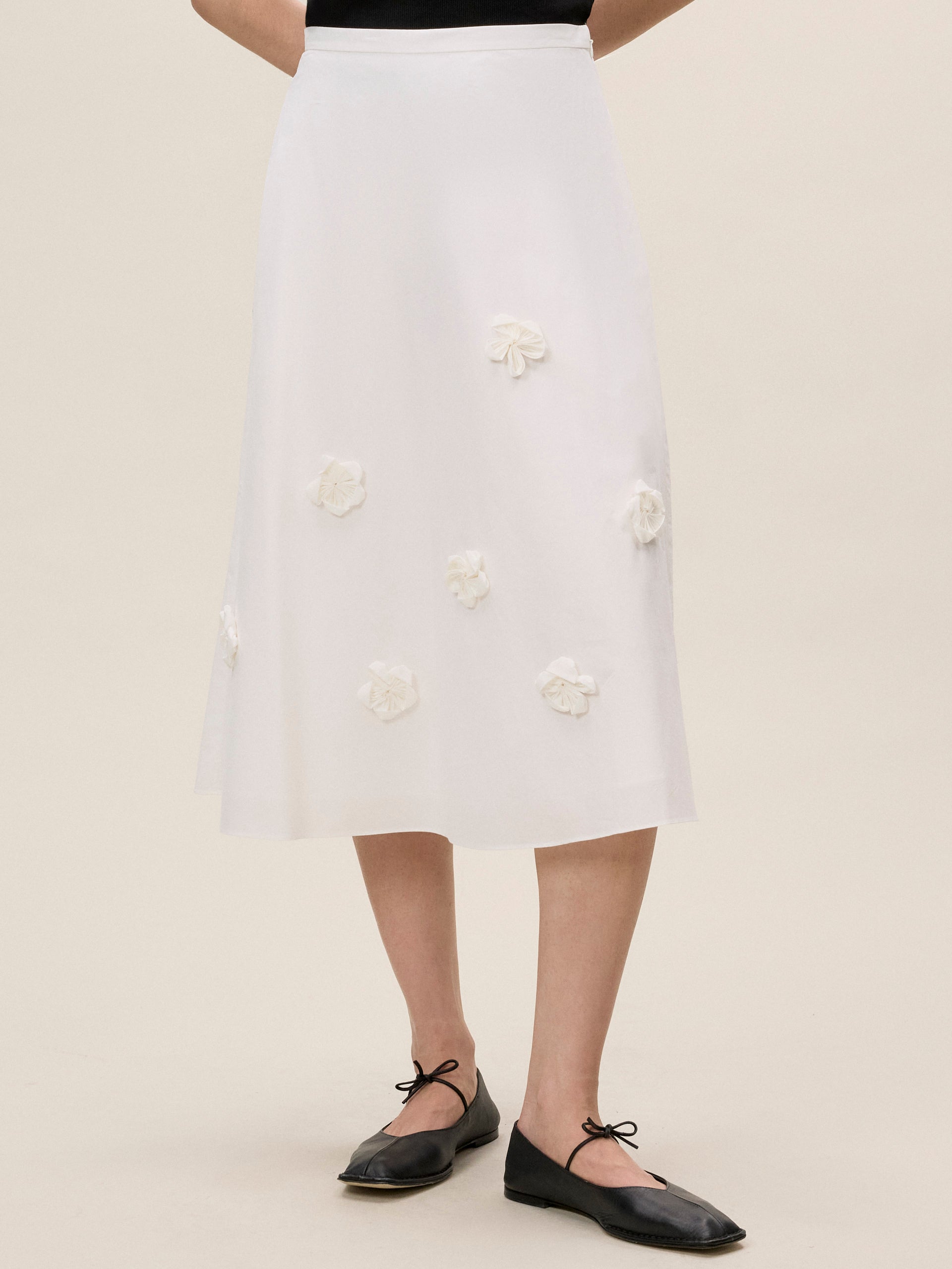 Priya Poplin Skirt in Milk by Rebecca Taylor