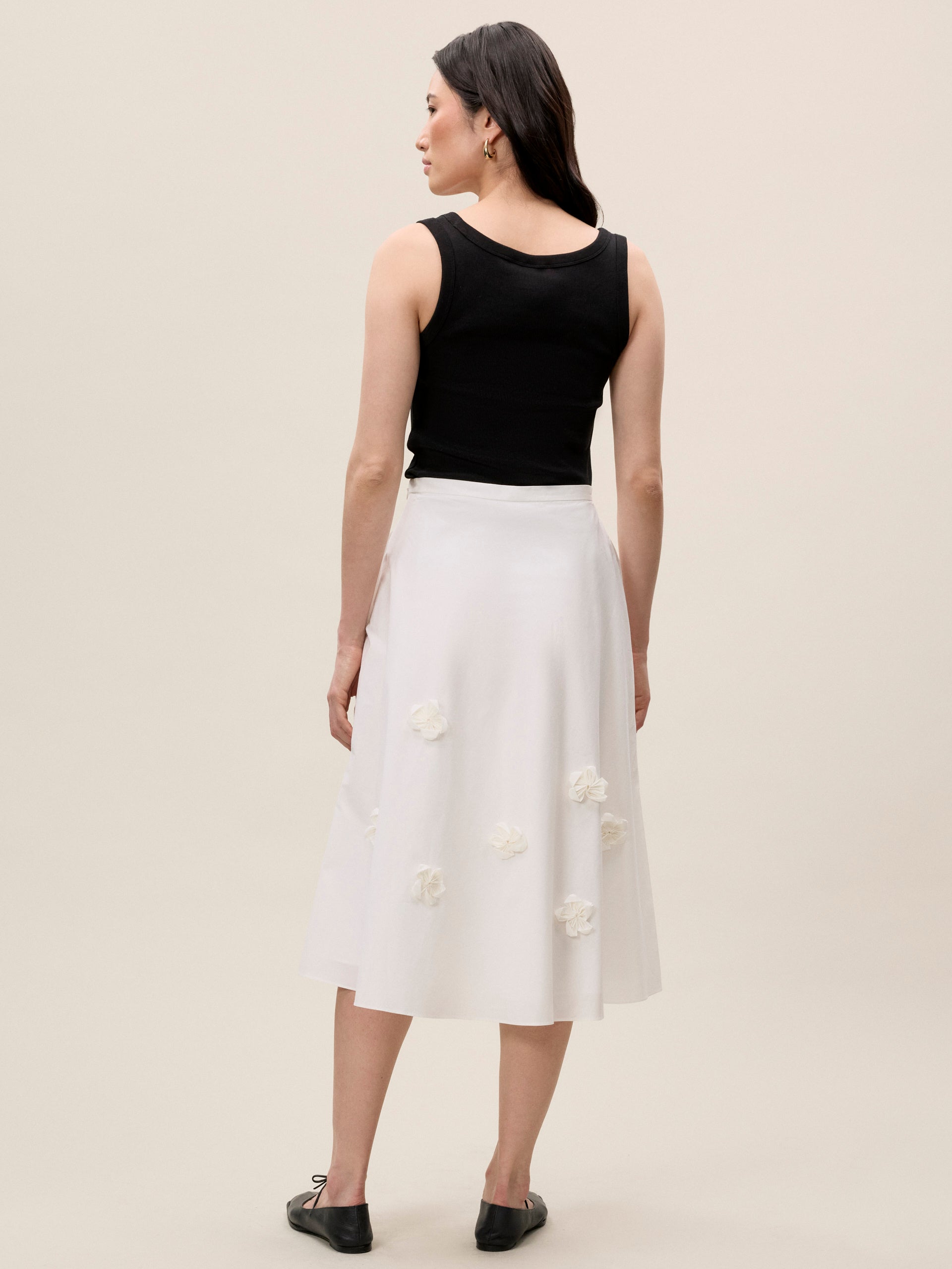 Priya Poplin Skirt in Milk by Rebecca Taylor