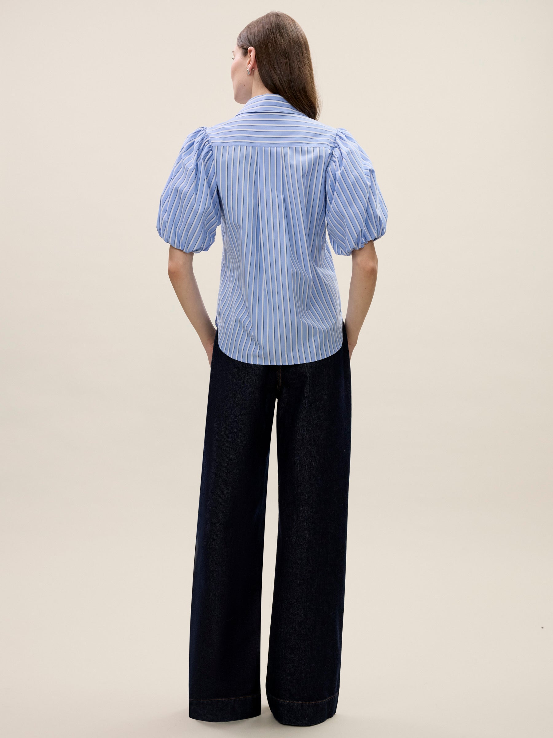 Priya Poplin Blouse in Blue Stripe by Rebecca Taylor
