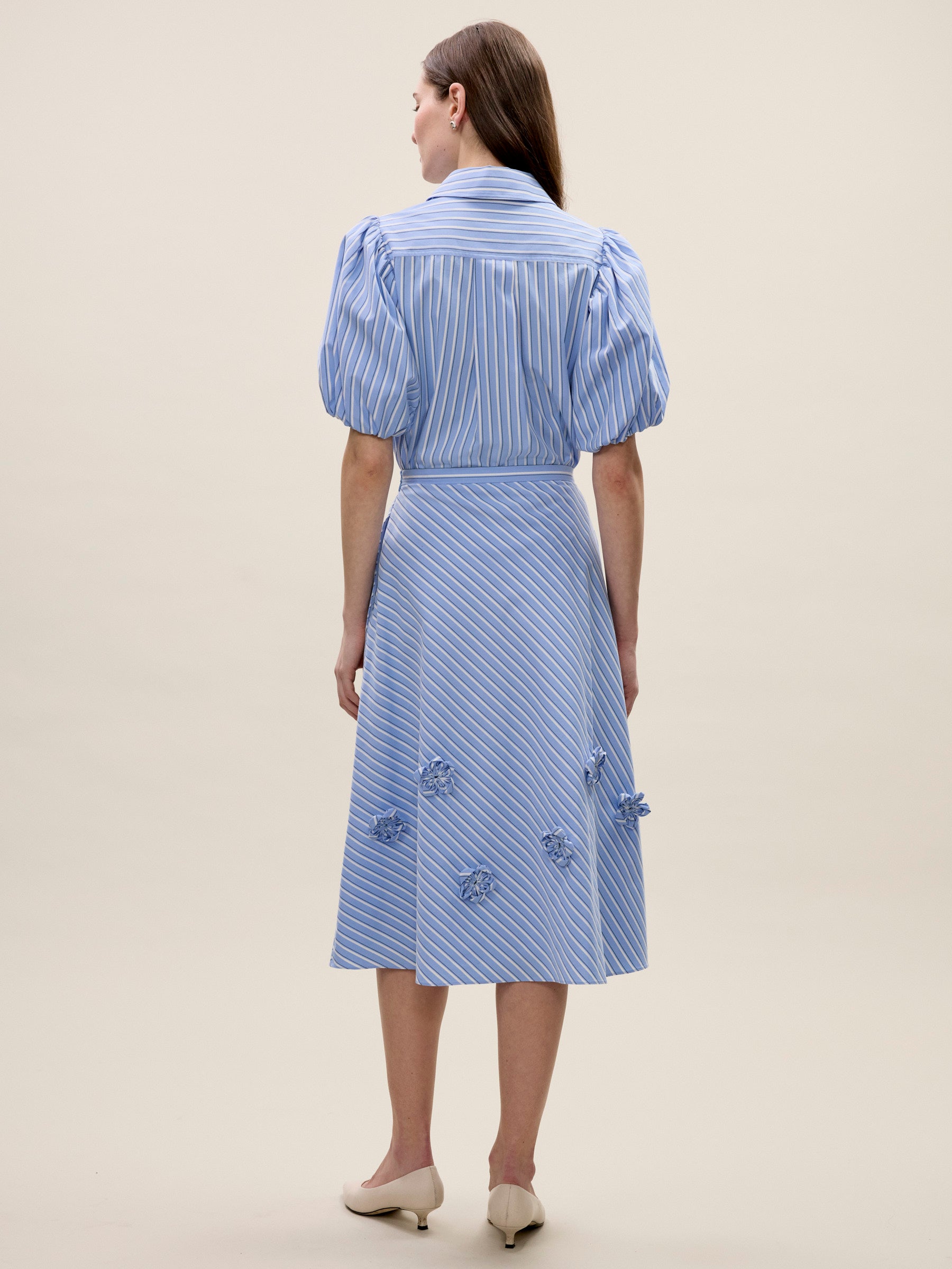 Priya Poplin Skirt in Blue Stripe by Rebecca Taylor