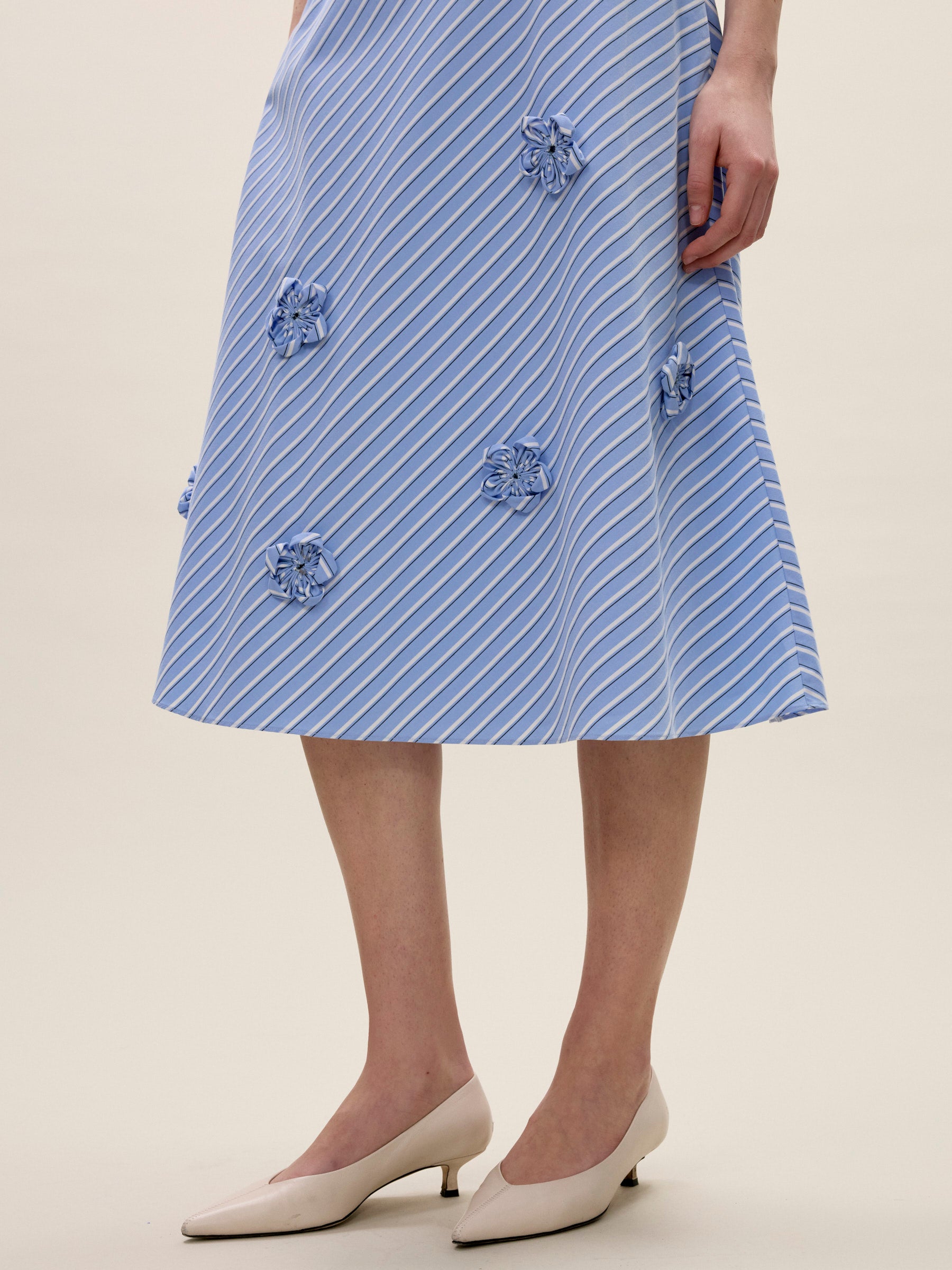 Priya Poplin Skirt in Blue Stripe by Rebecca Taylor