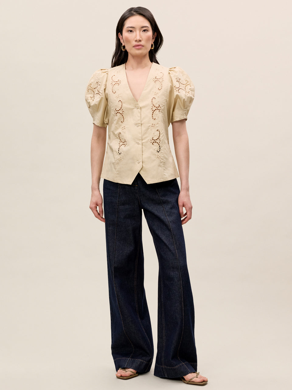 Raquel Twill Shirt in Latte by Rebecca Taylor