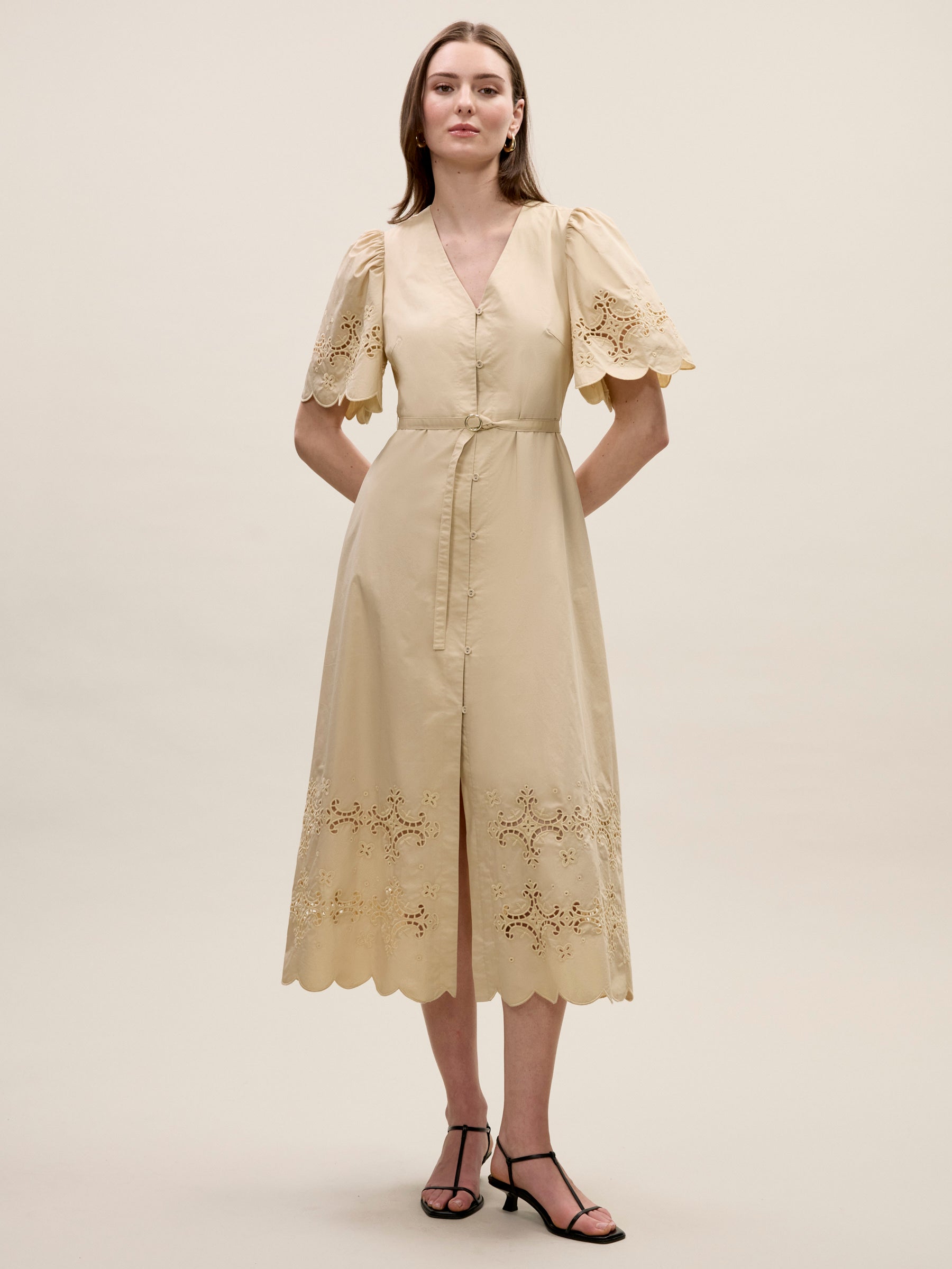 Raquel Twill Dress in Latte by Rebecca Taylor