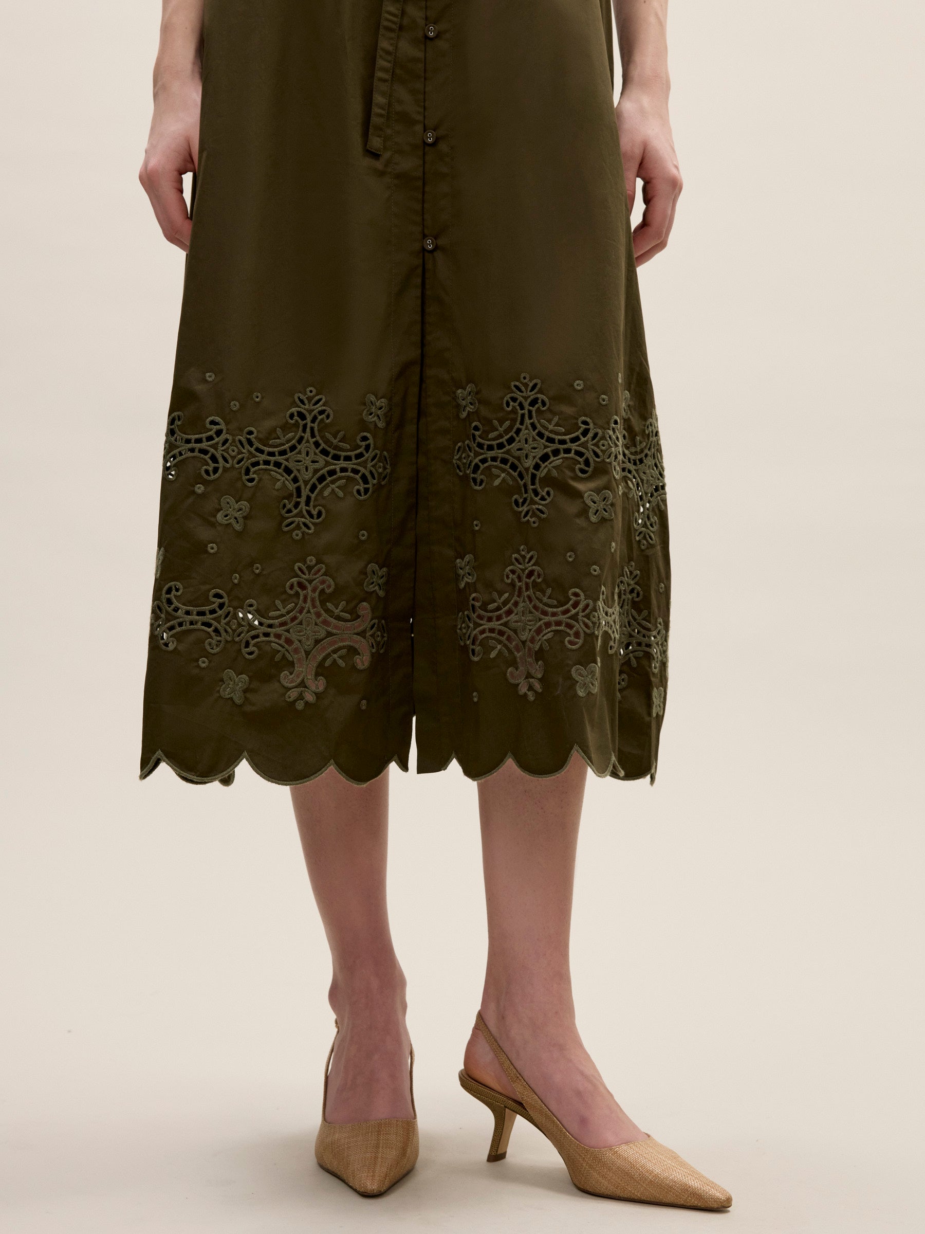 Raquel Twill Dress in Olive by Rebecca Taylor