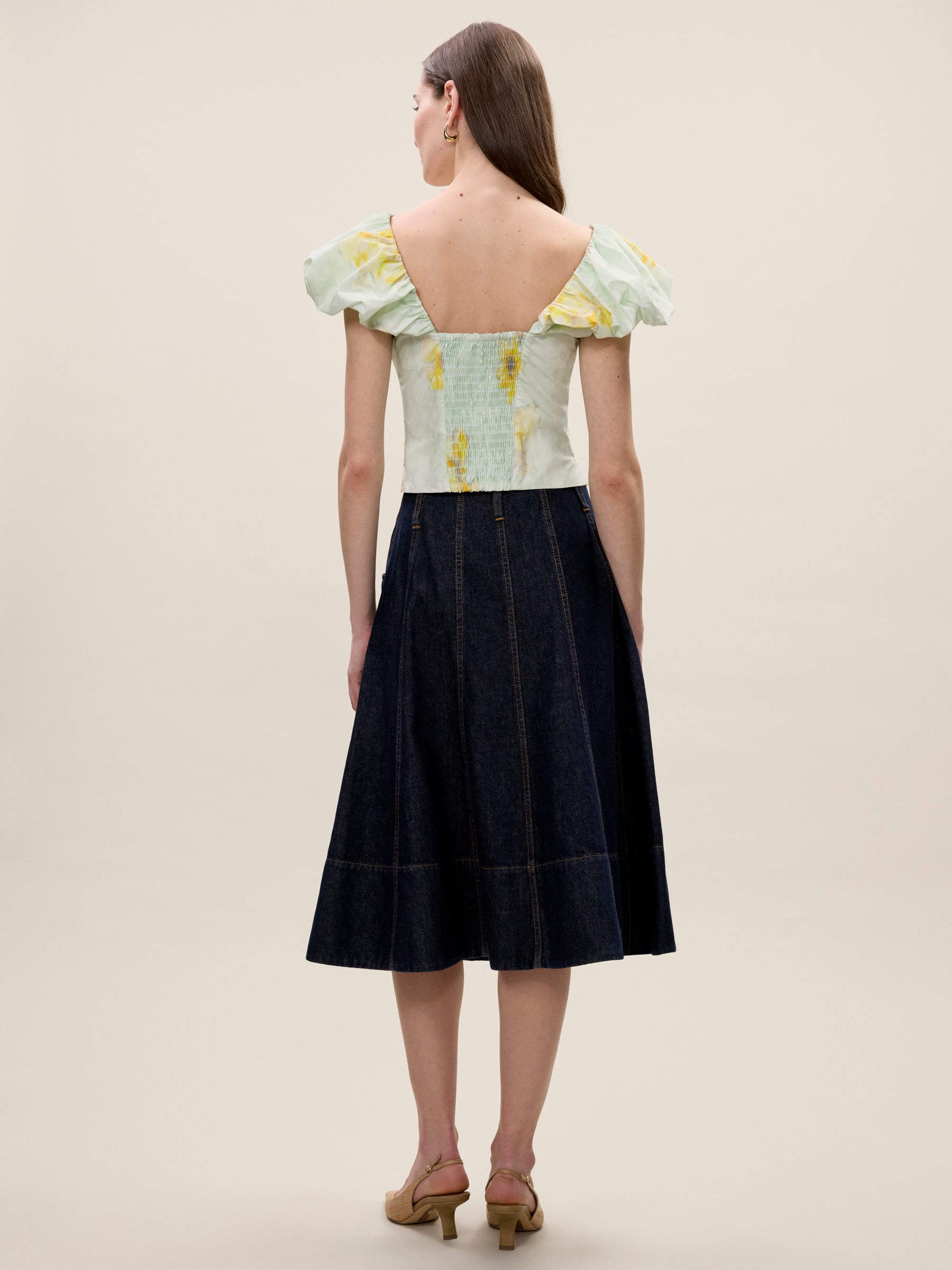 Yara Poplin Top in Sage Combo by Rebecca Taylor