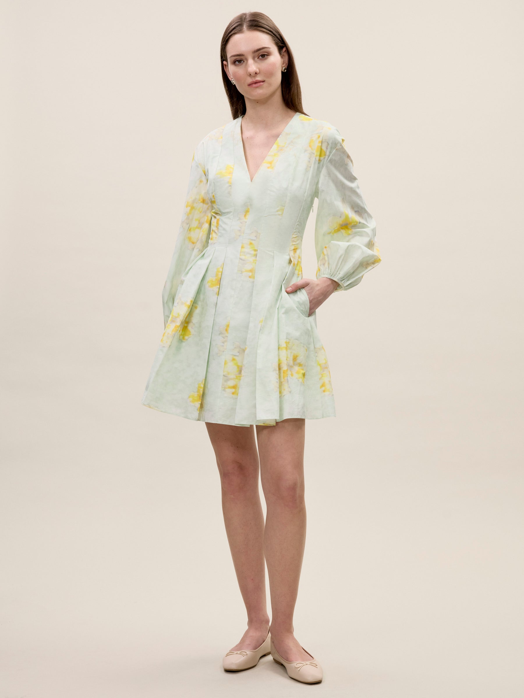 Yara Poplin Dress in Sage Combo by Rebecca Taylor