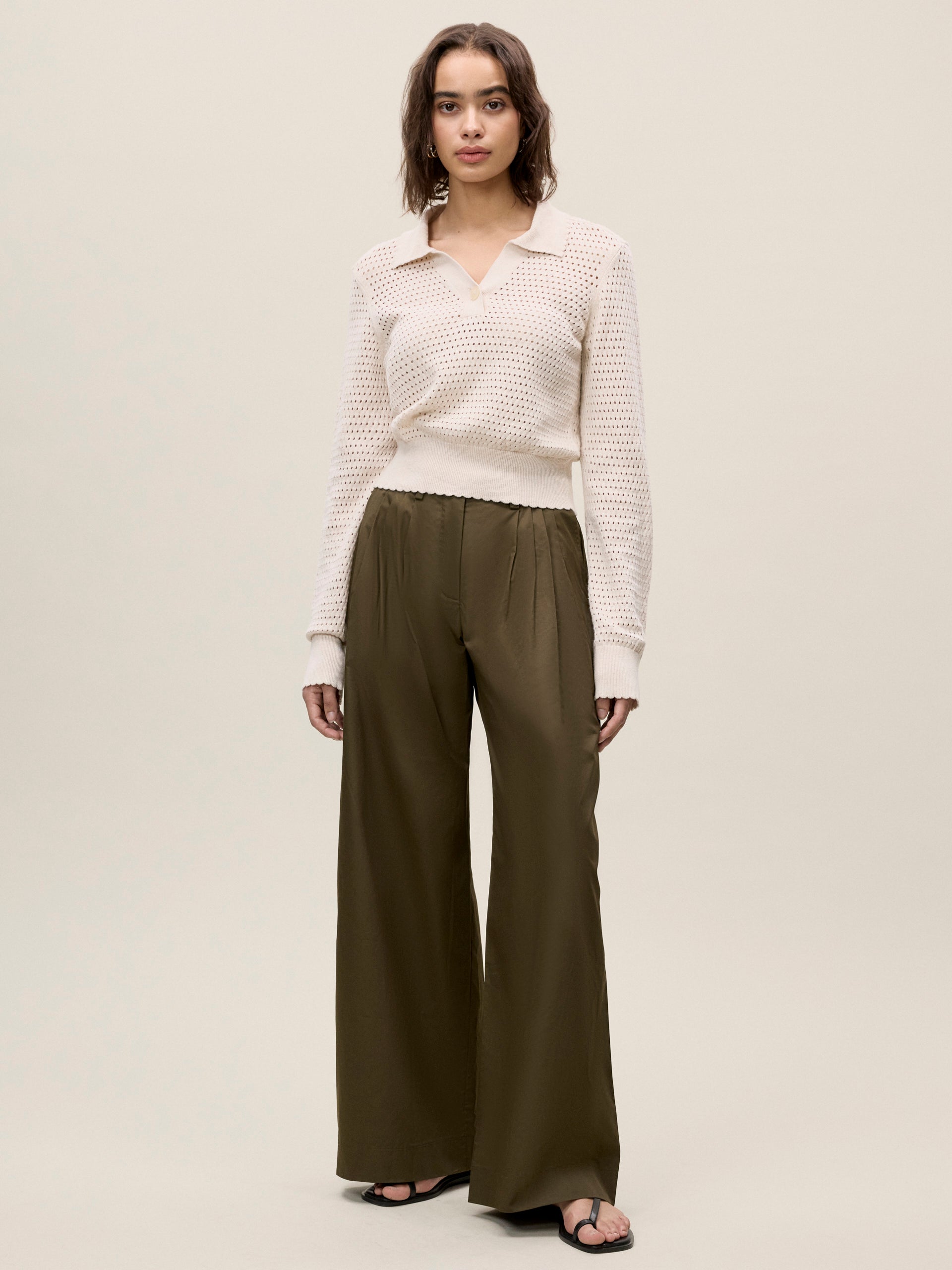 Fern Knit Sweater in Beige by Rebecca Taylor