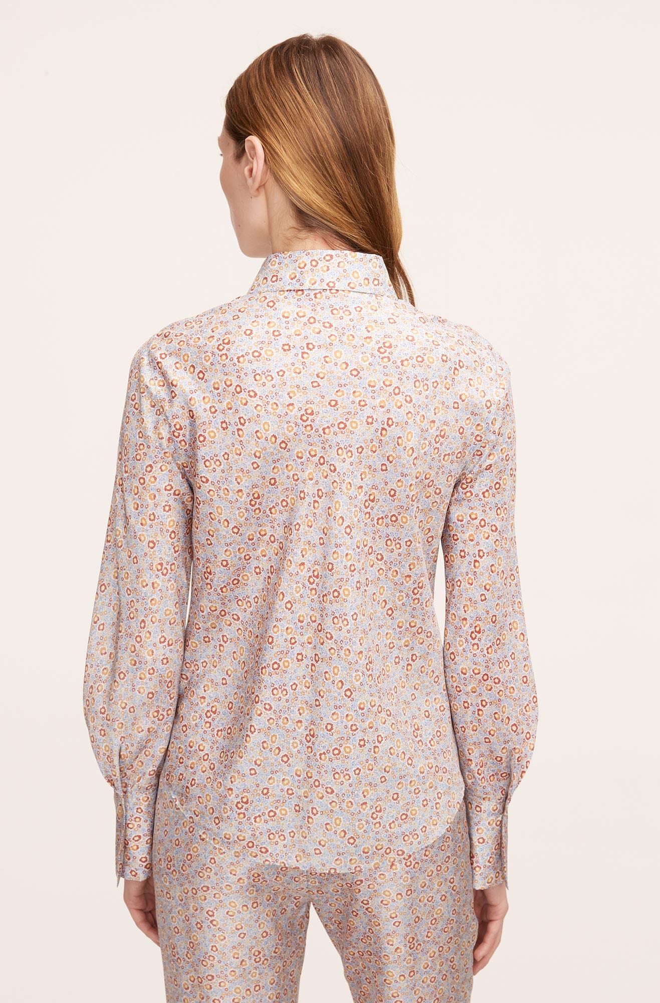 Violet Fleur Silk Blouse in Violet Fleur Glass Blue Combo by Rebecca Taylor