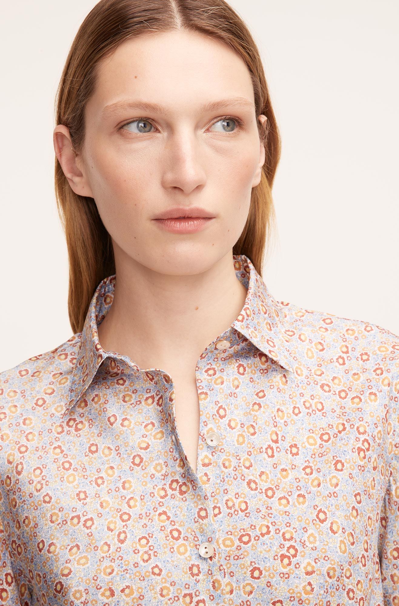 Violet Fleur Silk Blouse in Violet Fleur Glass Blue Combo by Rebecca Taylor