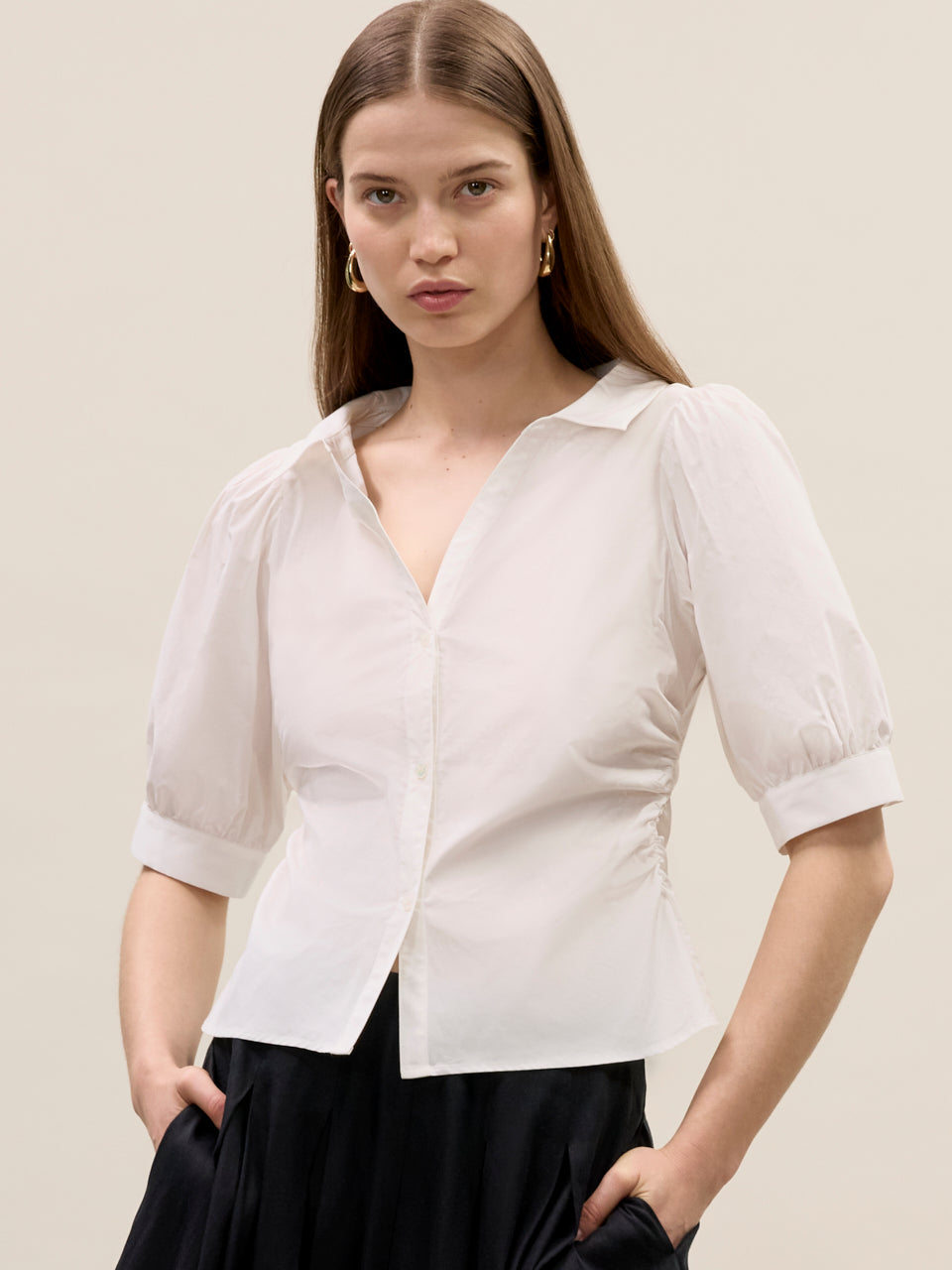 Isla Poplin Shirt in Milk by Rebecca Taylor