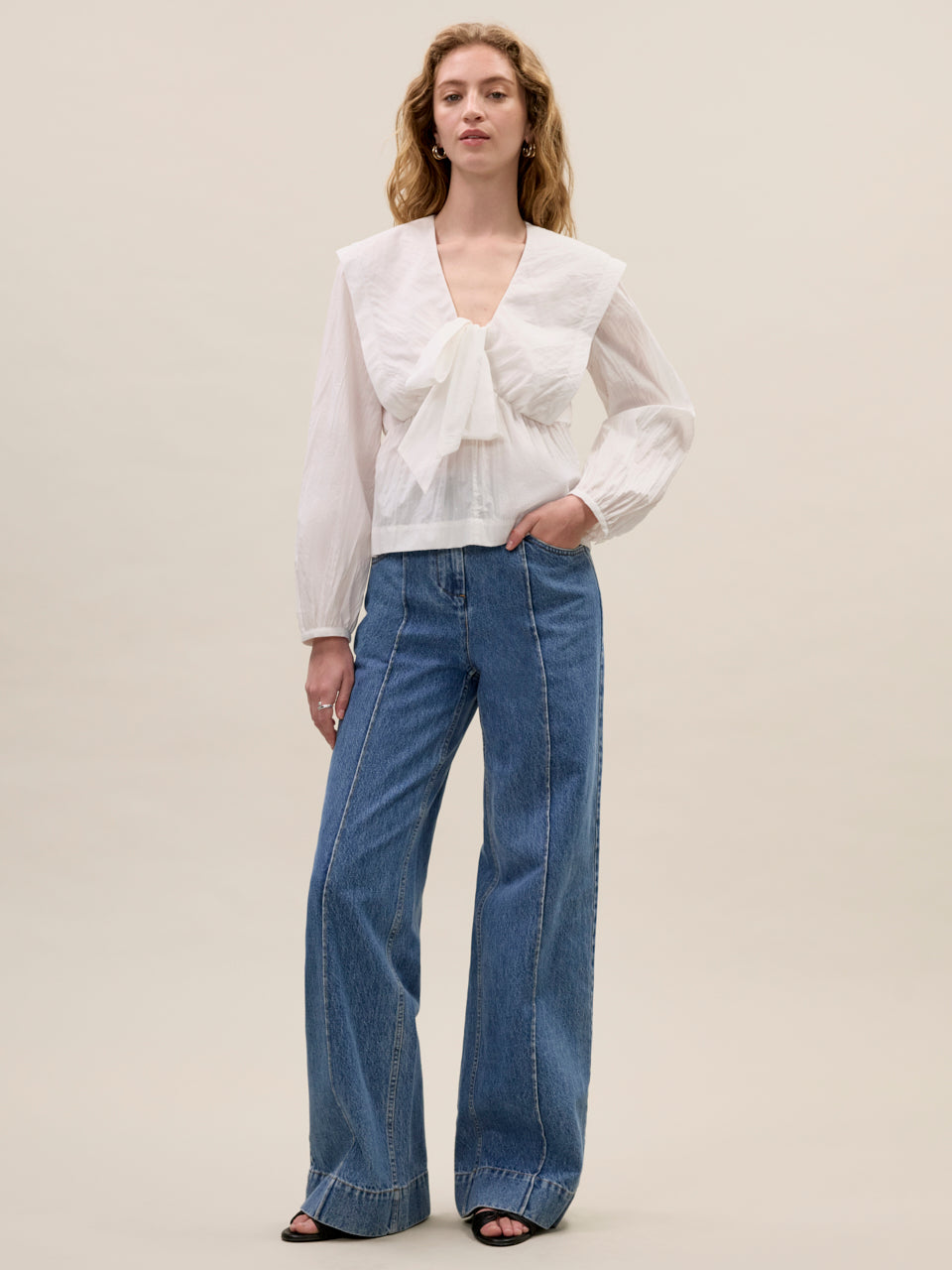 Marietta Cape Blouse in Milk by Rebecca Taylor