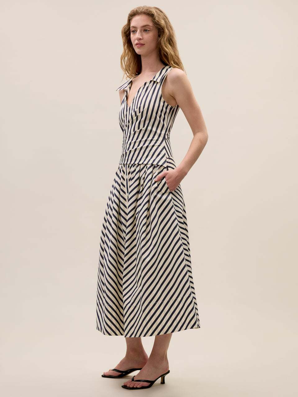 Isla Stripe Poplin Dress in Cream Stripe by Rebecca Taylor