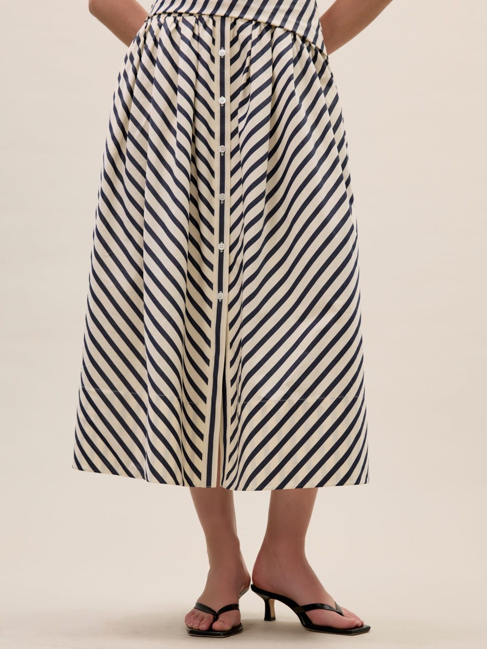 Isla Stripe Poplin Dress in Cream Stripe by Rebecca Taylor