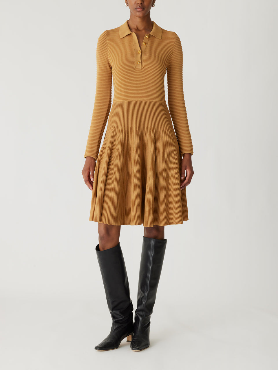 Ottoman Knit Ls Dress