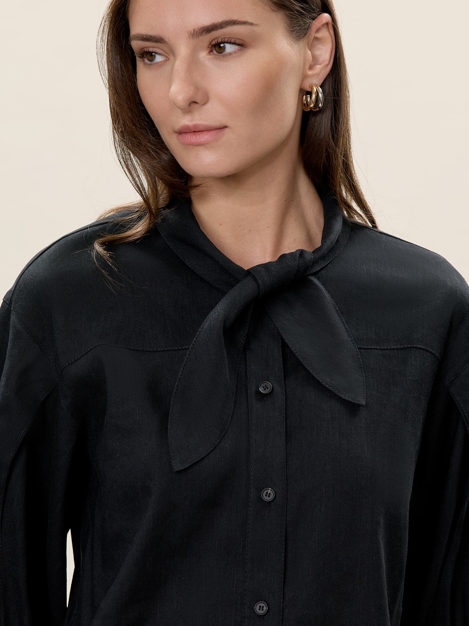 Stretch Linen Top in Black by Rebecca Taylor