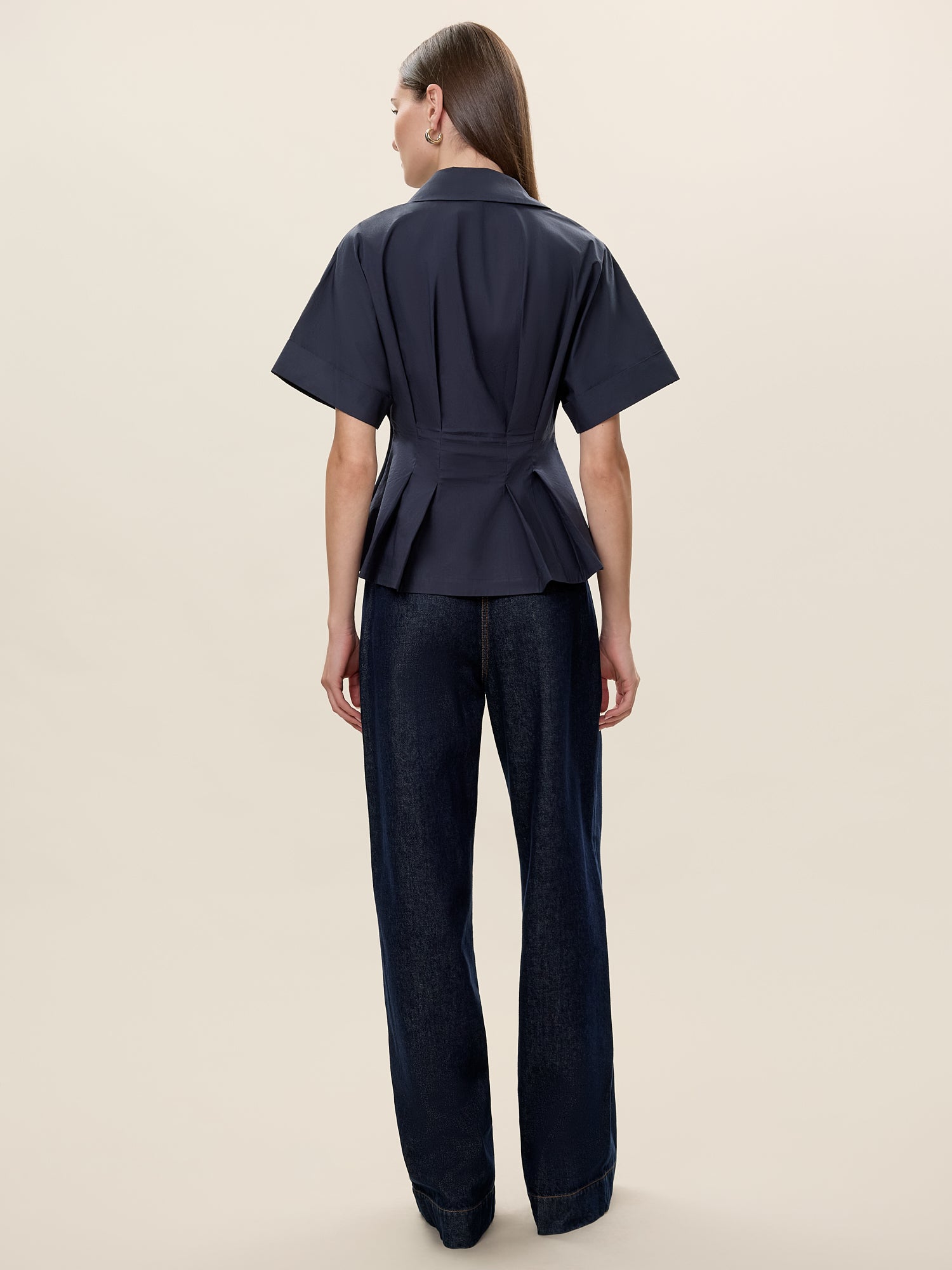 Aisley Poplin Blouse in Navy by Rebecca Taylor