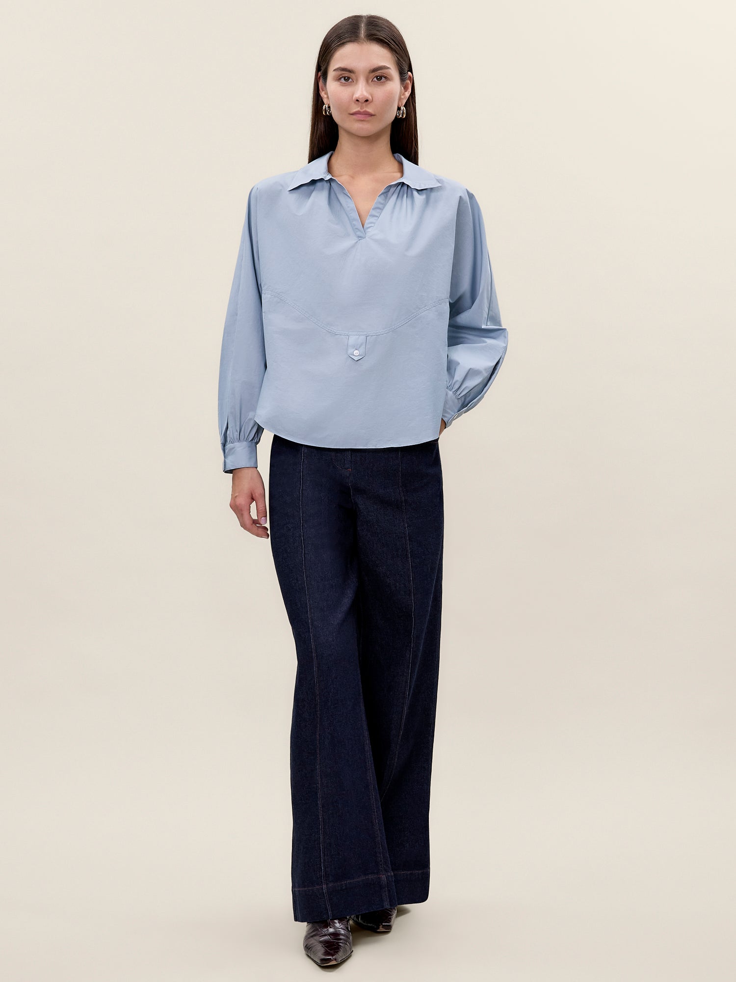Aisley Poplin Shirt in Chambray by Rebecca Taylor