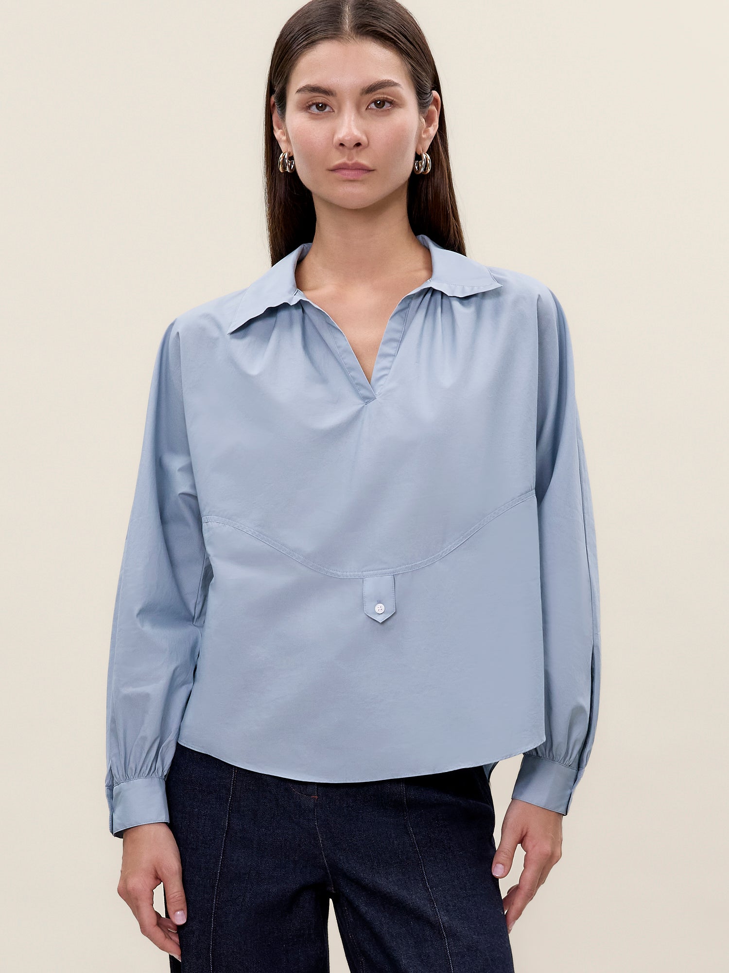 Aisley Poplin Shirt in Chambray by Rebecca Taylor