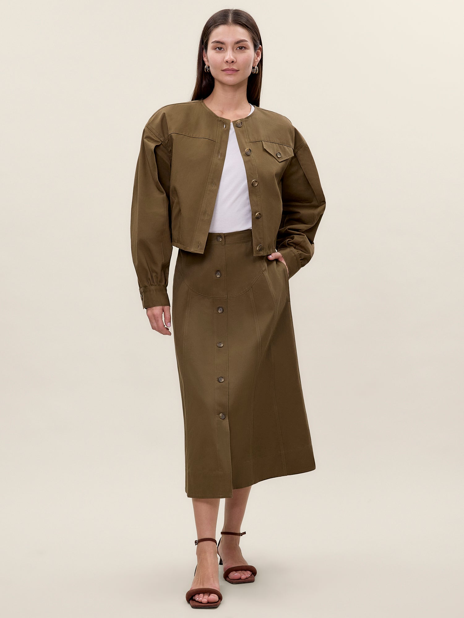 Aria Twill Jacket in Olive by Rebecca Taylor