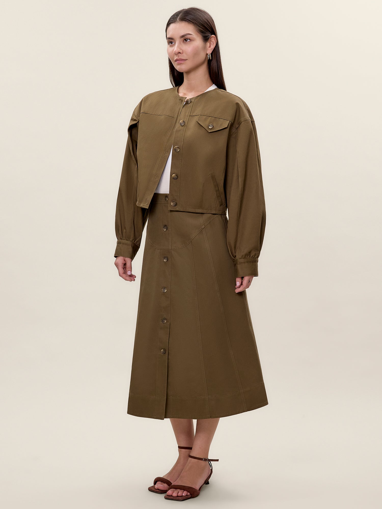 Aria Twill Jacket in Olive by Rebecca Taylor