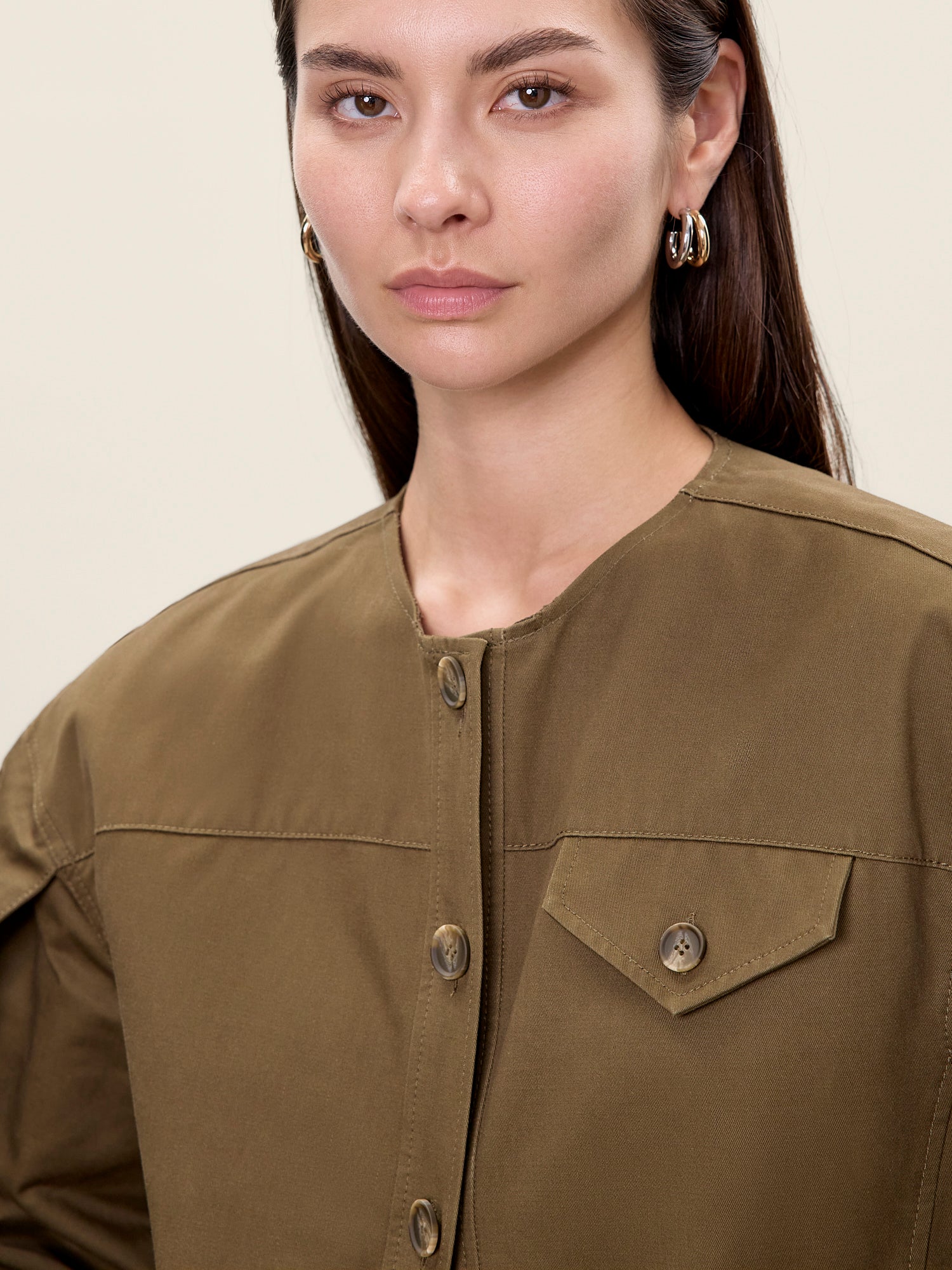 Aria Twill Jacket in Olive by Rebecca Taylor