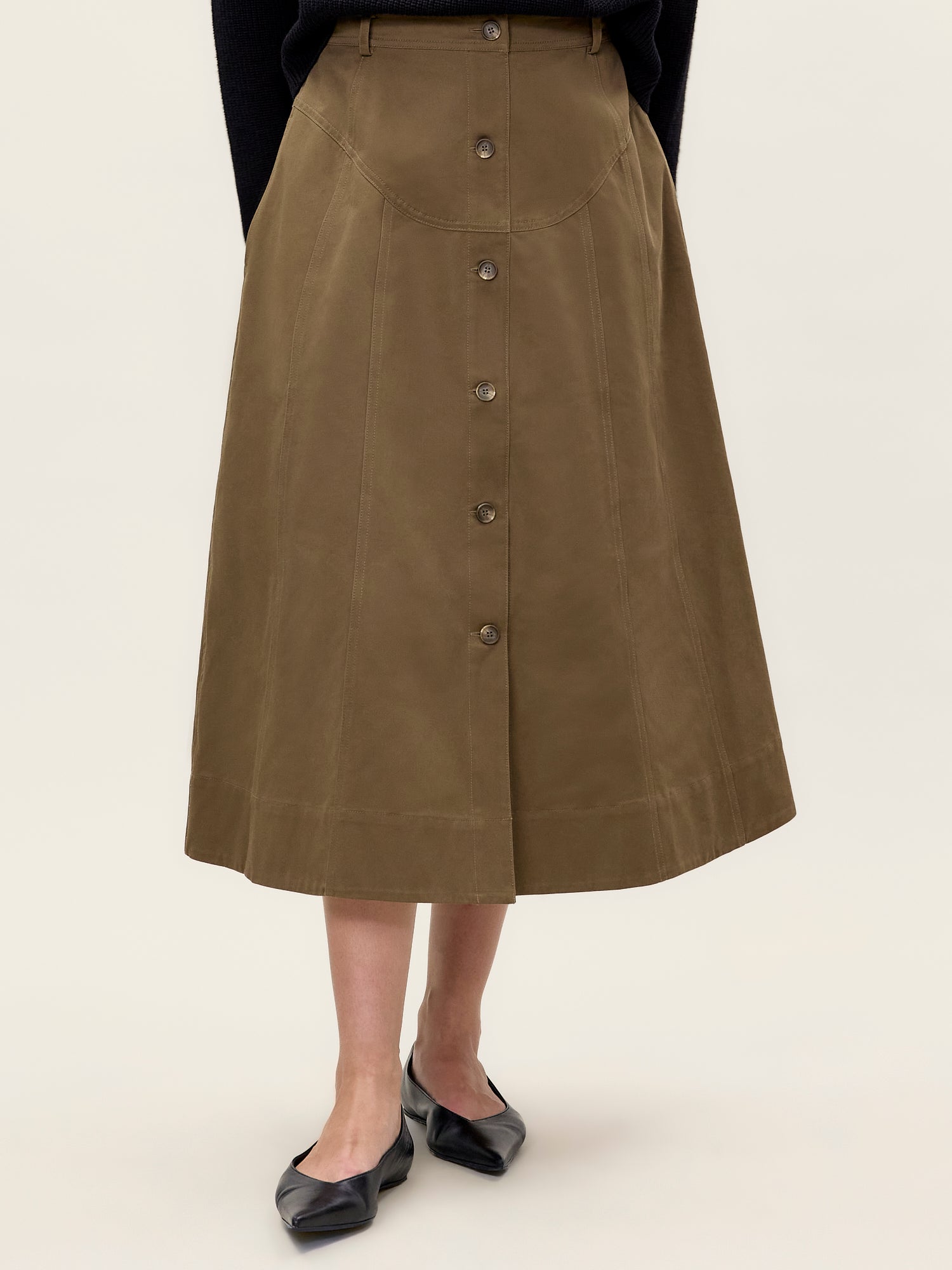 Aria Twill Skirt in Olive by Rebecca Taylor