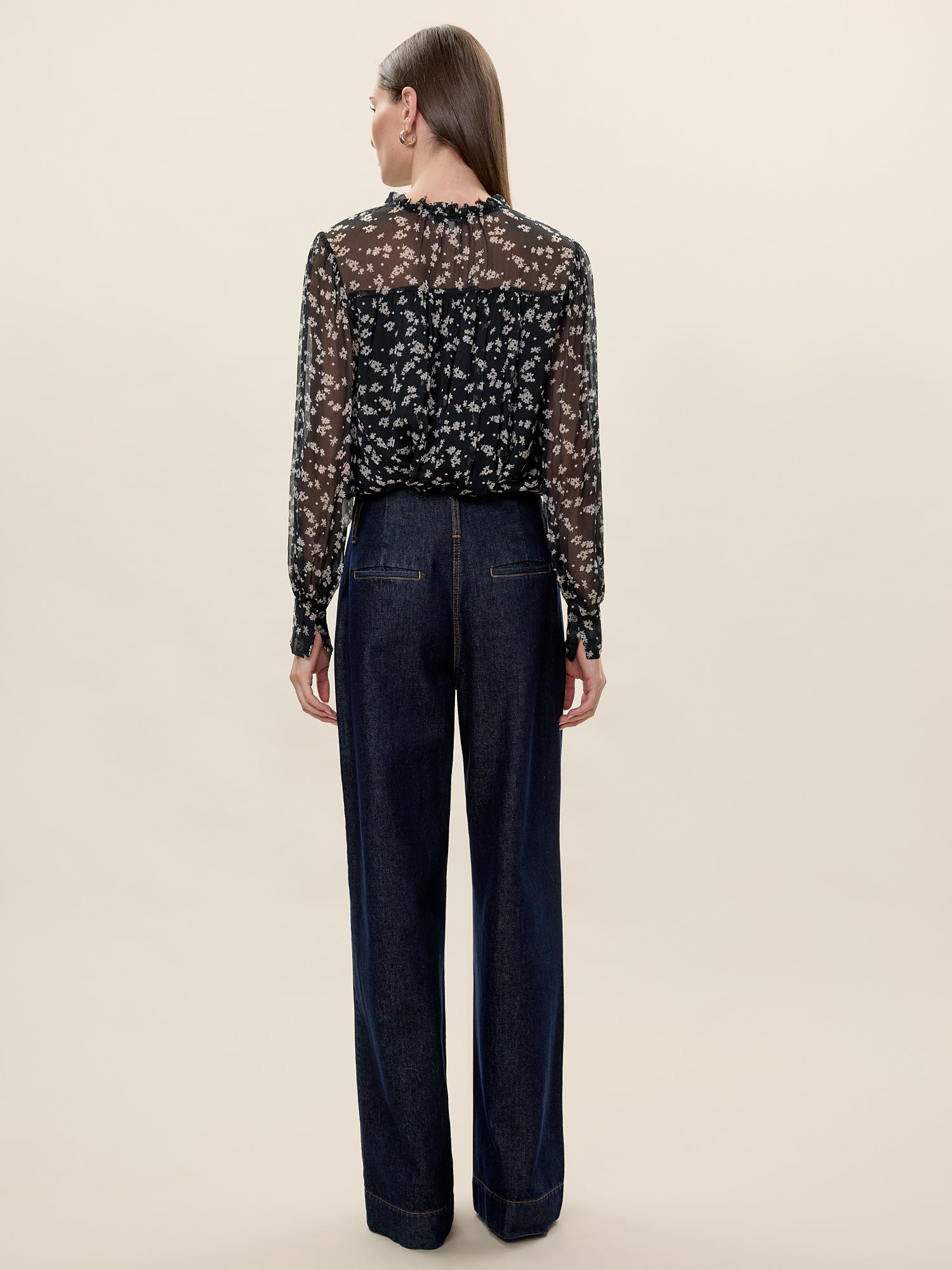 Ditsy Floral Blouse in Black Multi by Rebecca Taylor