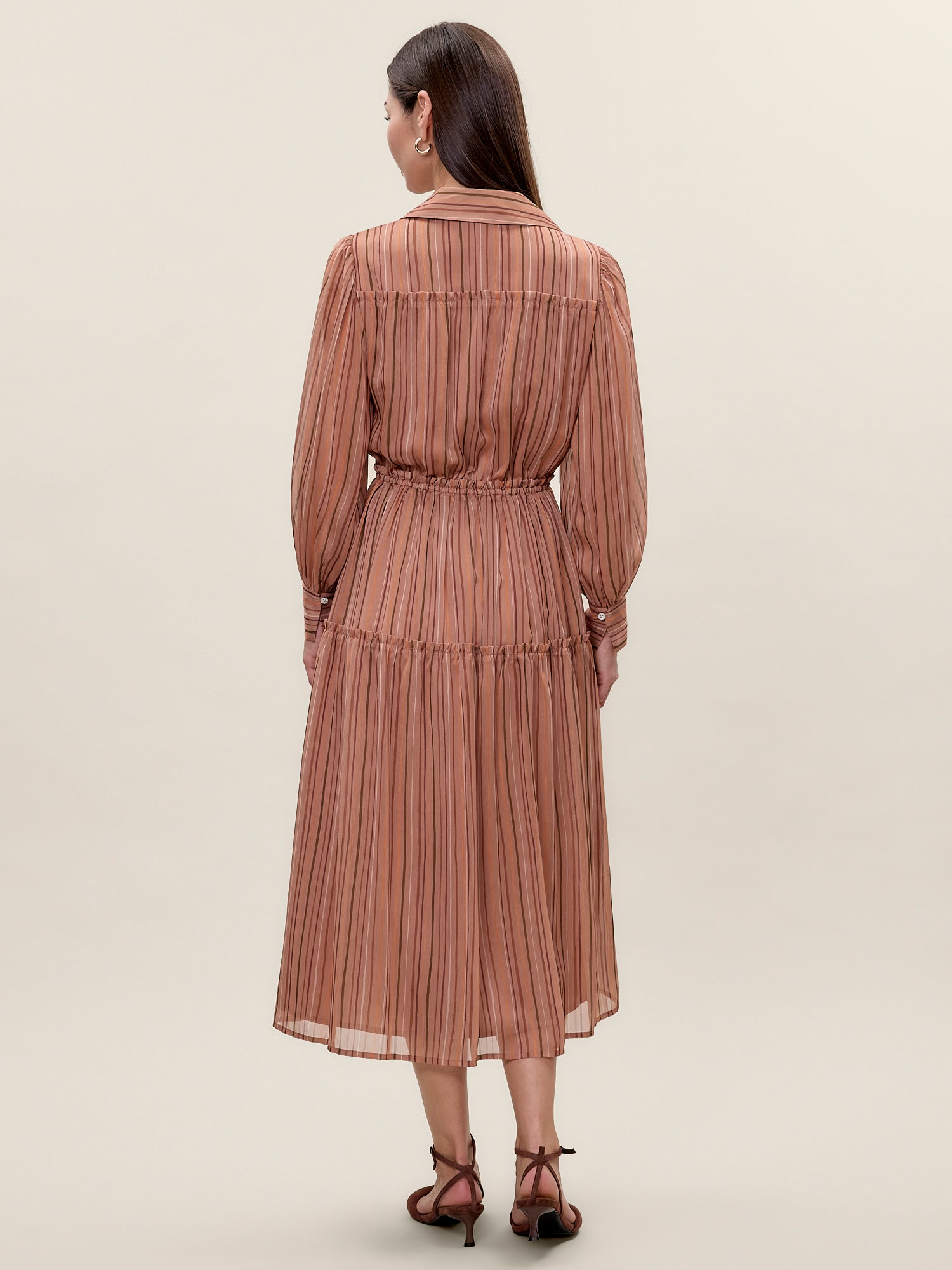 Celeste Stripe Dress in Persimmon Stripe Multi by Rebecca Taylor