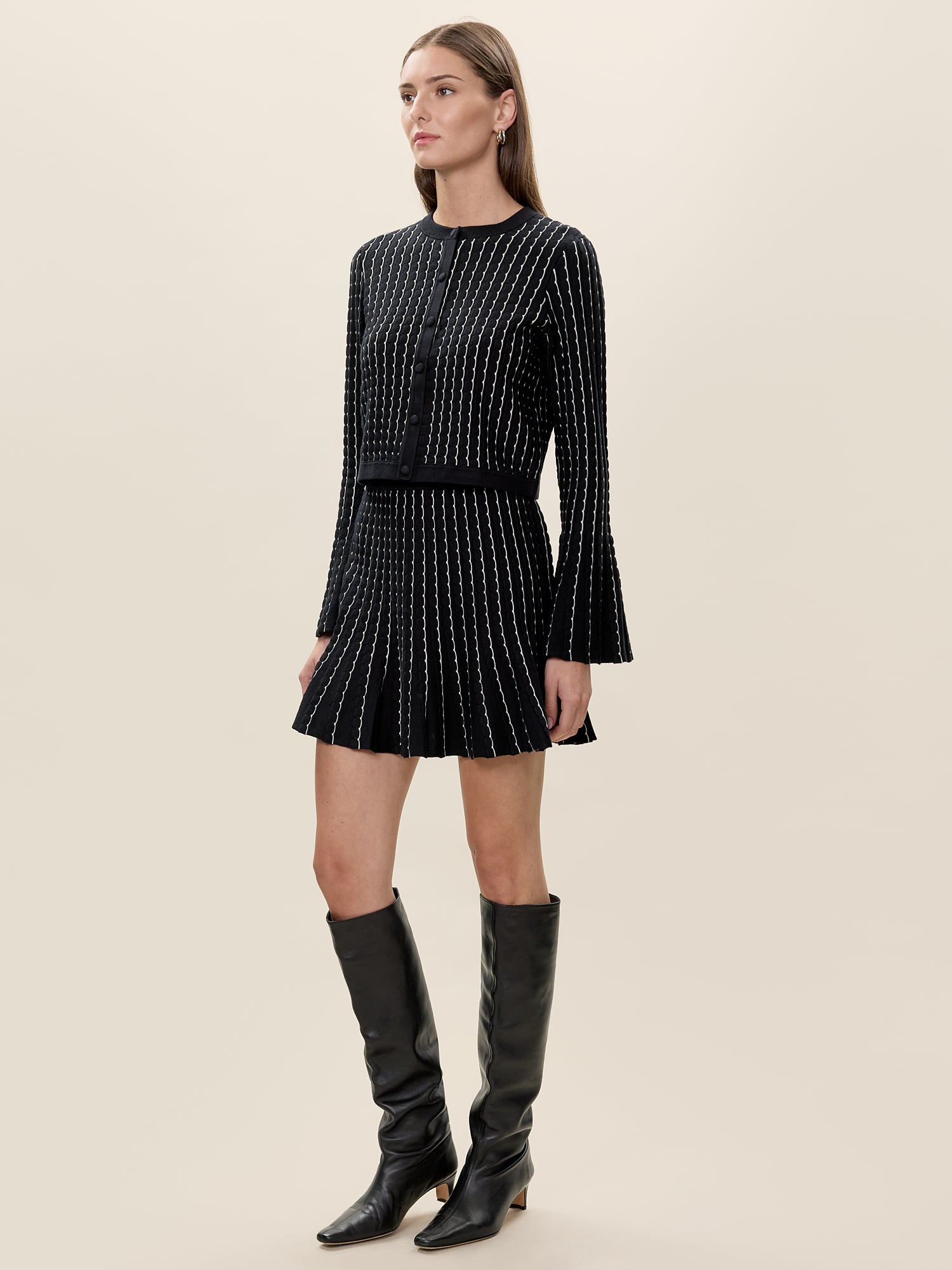 Dorothy Sweater Skirt in Black by Rebecca Taylor