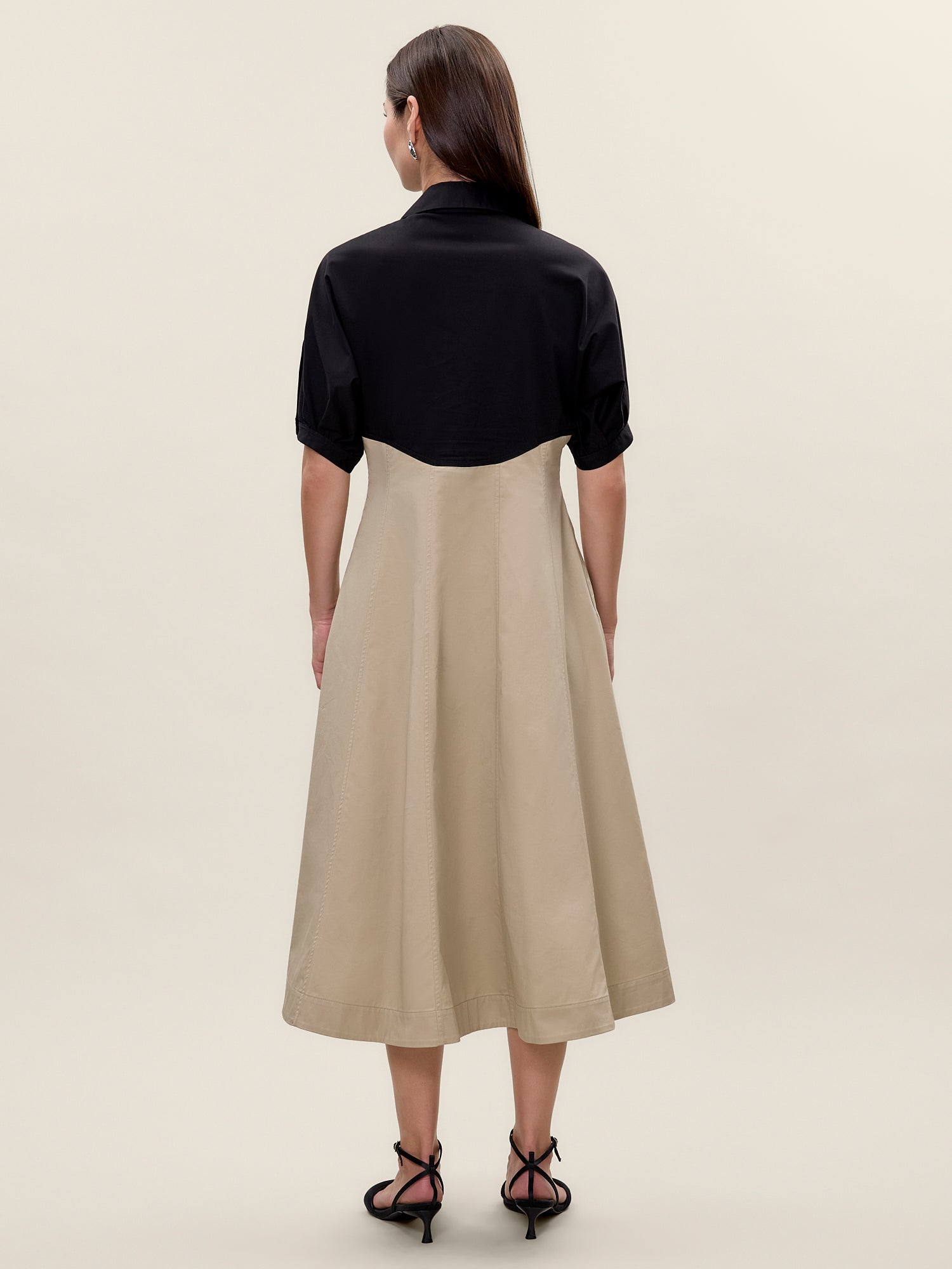 Elspeth Colorblock Dress in Black/Tan by Rebecca Taylor