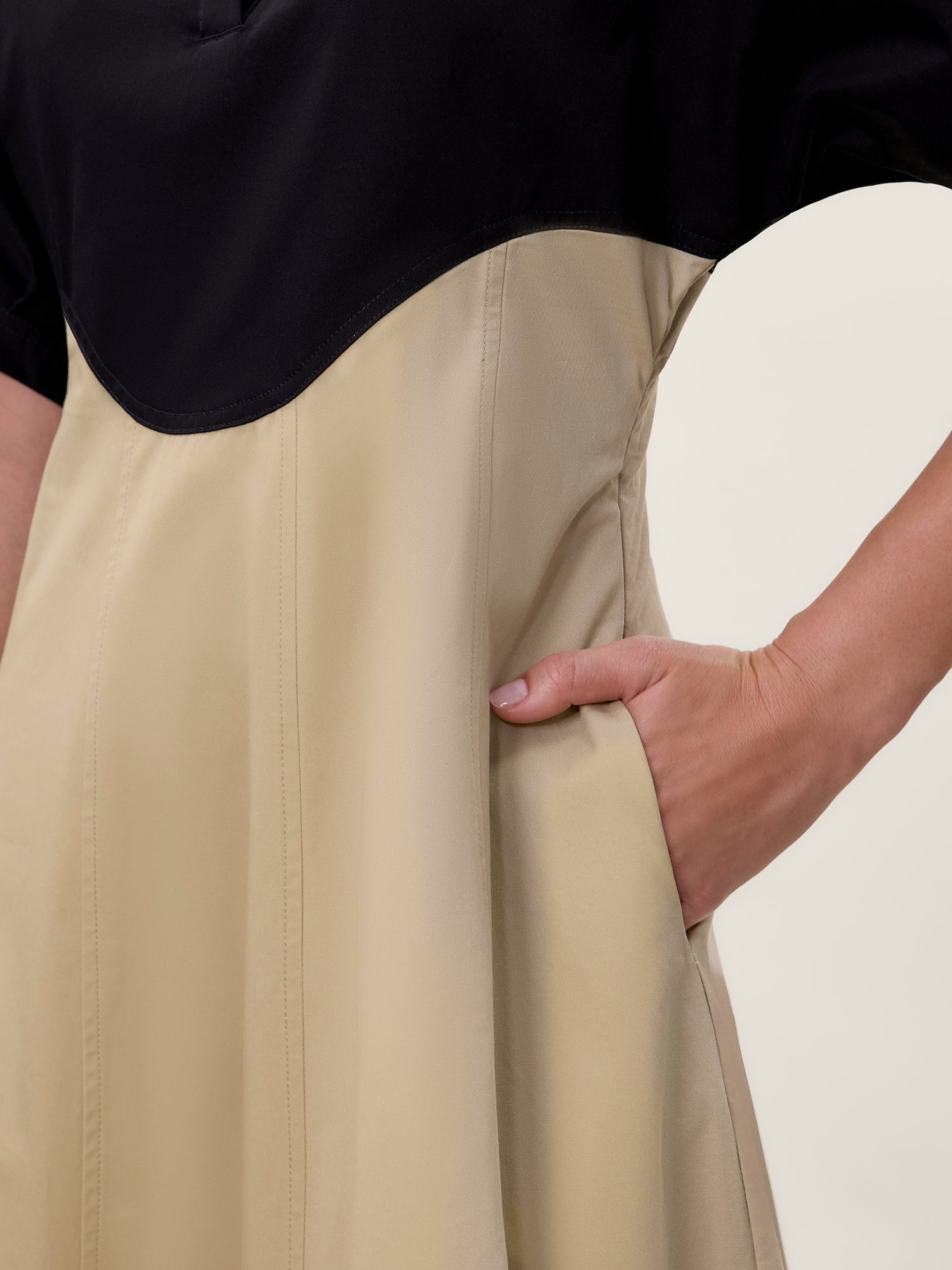 Elspeth Colorblock Dress in Black/Tan by Rebecca Taylor