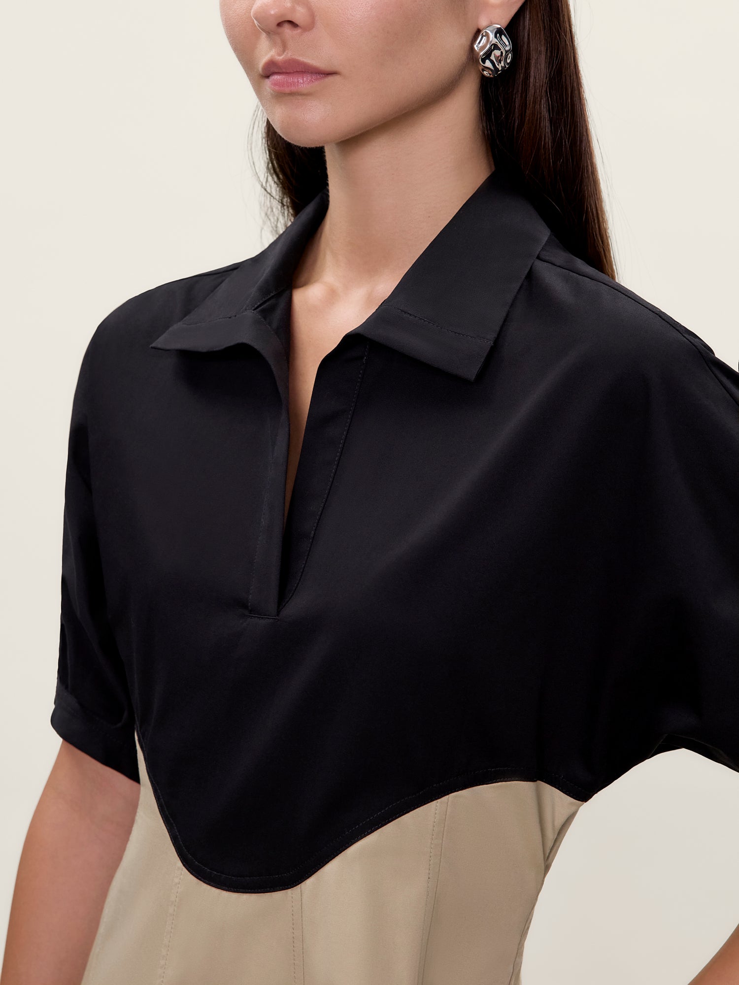 Elspeth Colorblock Dress in Black/Tan by Rebecca Taylor