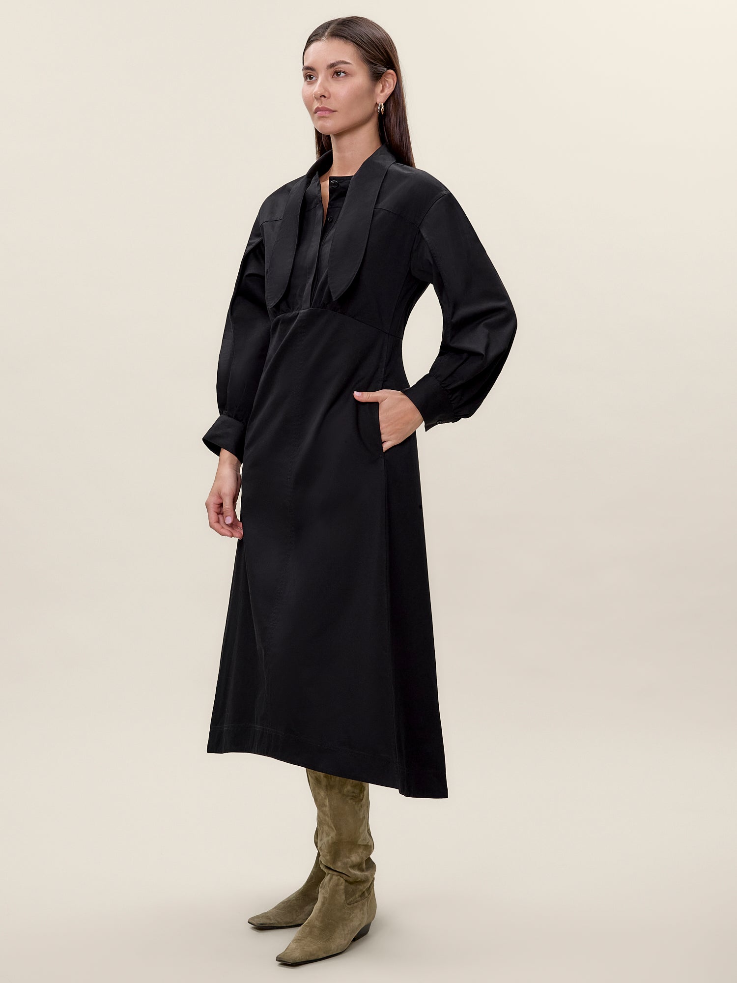 Elspeth Twill Dress in Black by Rebecca Taylor