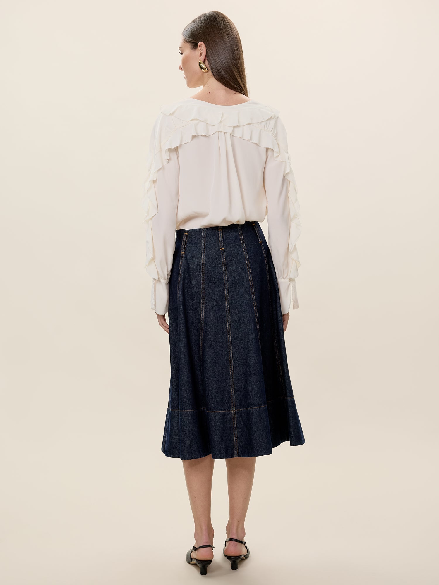 Lillith Ruffle Blouse in Ivory by Rebecca Taylor