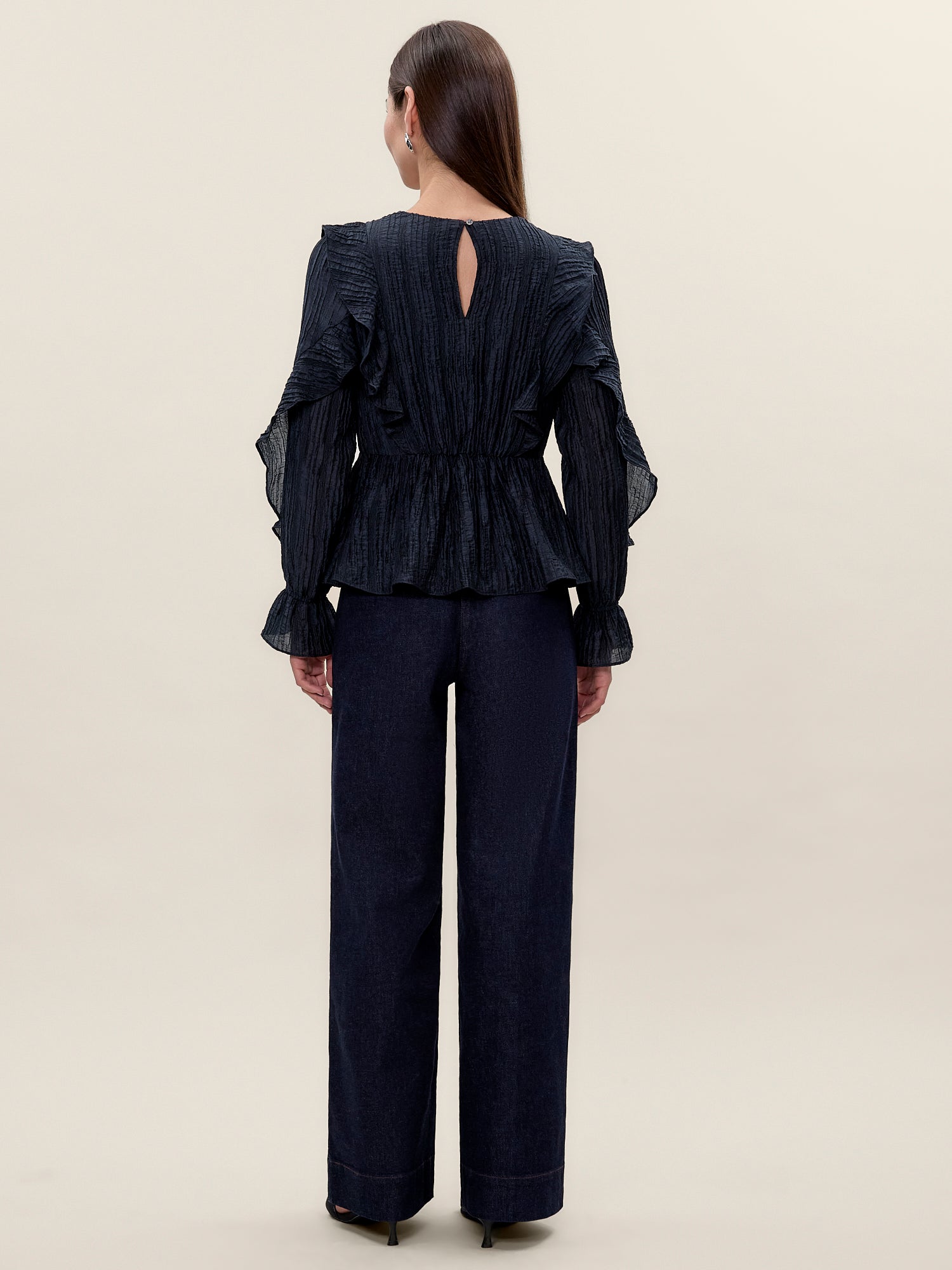 Olivia Ruffle Blouse in Graphite by Rebecca Taylor