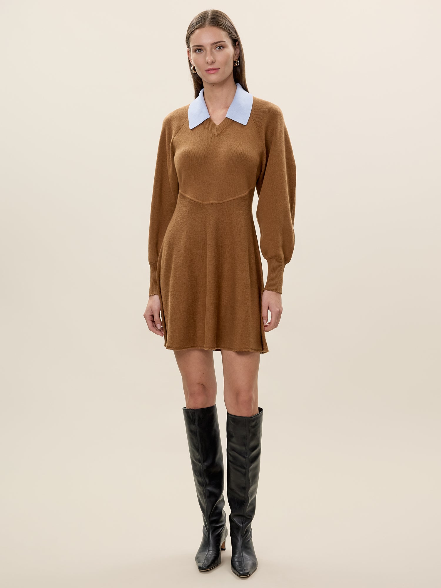 Rhea Sweater Dress in Tobacco by Rebecca Taylor