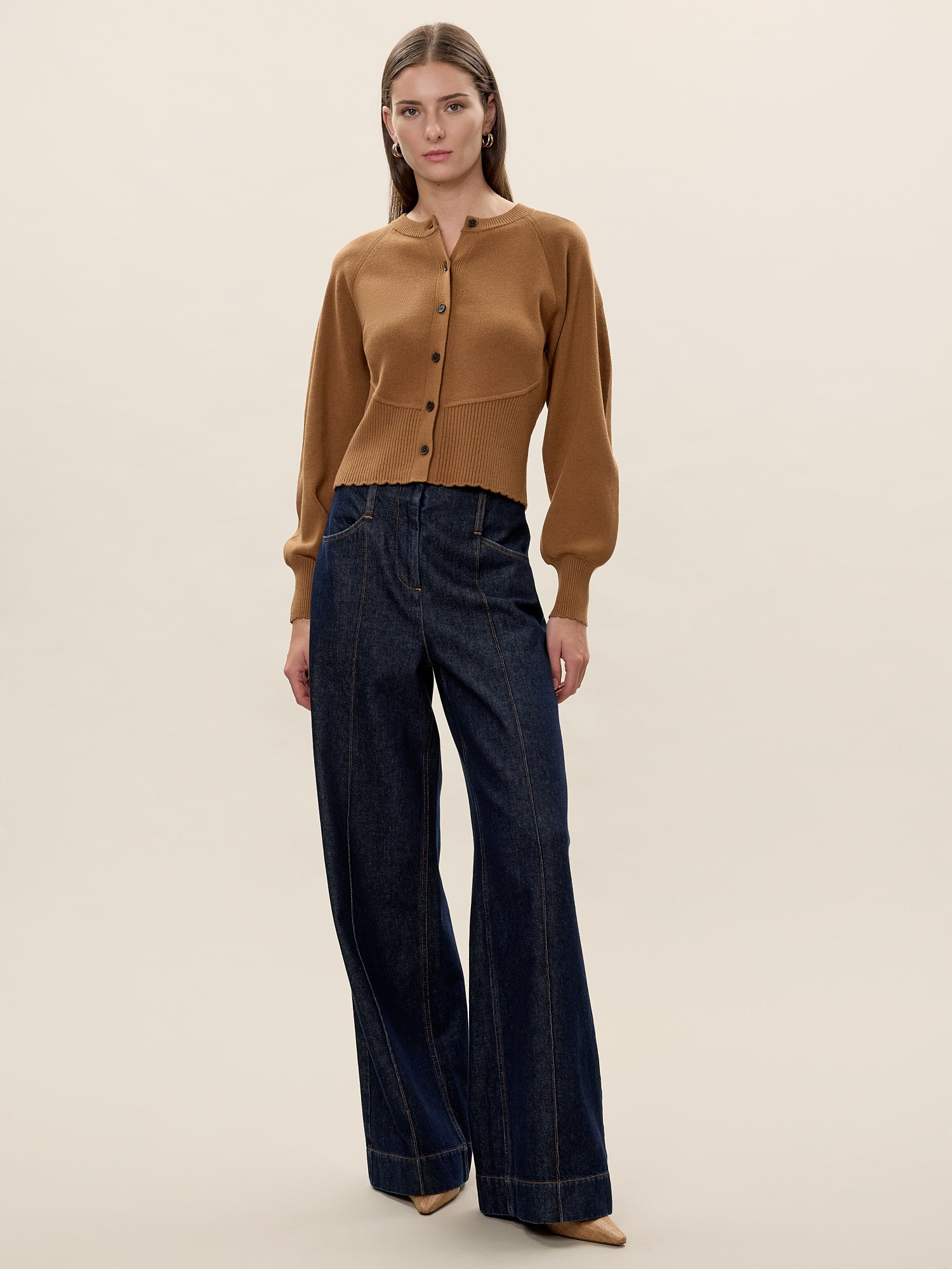 Rhea Knit Cardigan in Tobacco by Rebecca Taylor