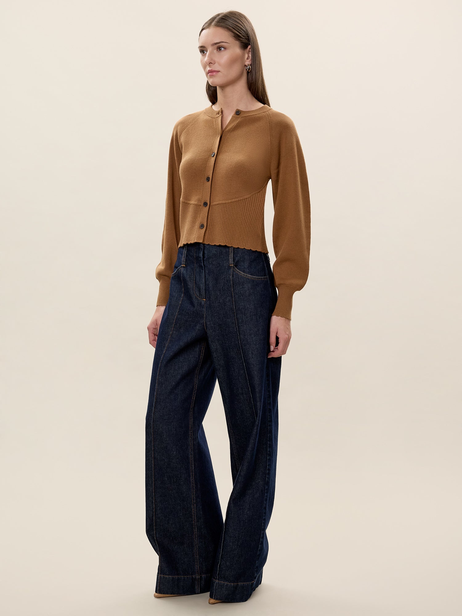 Rhea Knit Cardigan in Tobacco by Rebecca Taylor