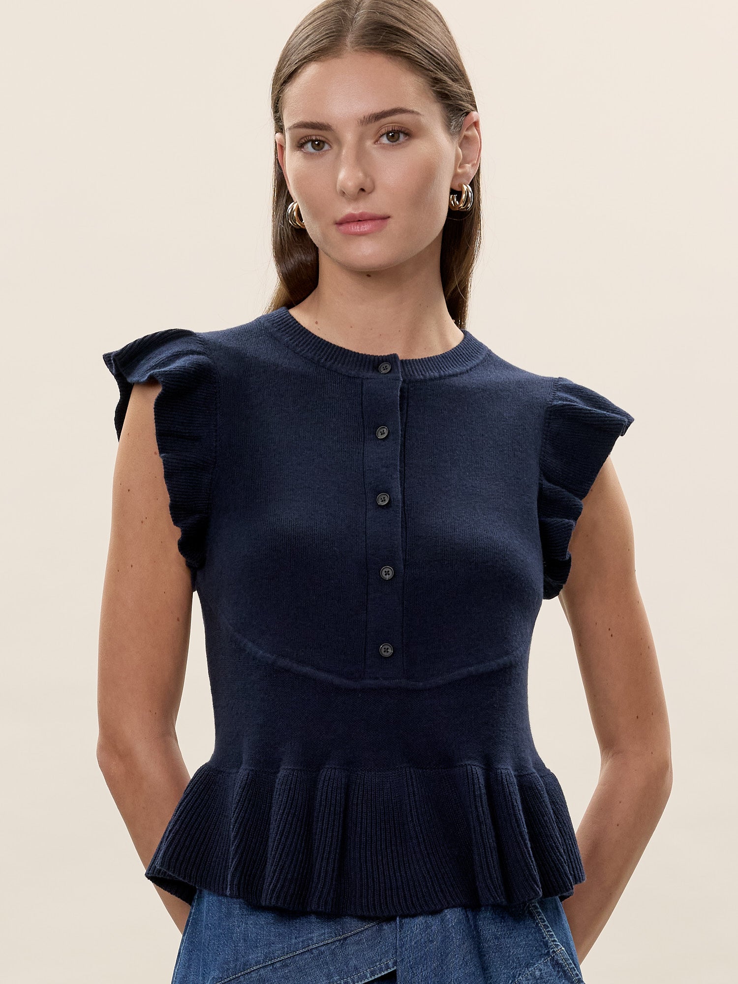 Rhea Knit Sweater in Navy by Rebecca Taylor