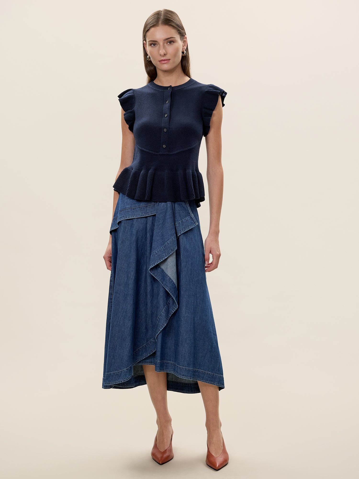 Rhea Knit Sweater in Navy by Rebecca Taylor