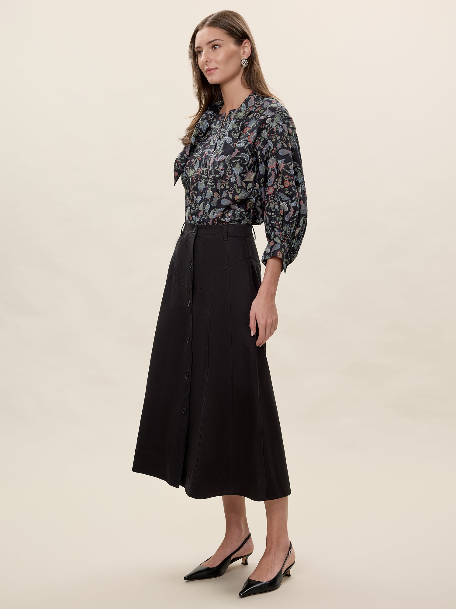 Aurelia Stretch Linen Top in Navy Multi by Rebecca Taylor