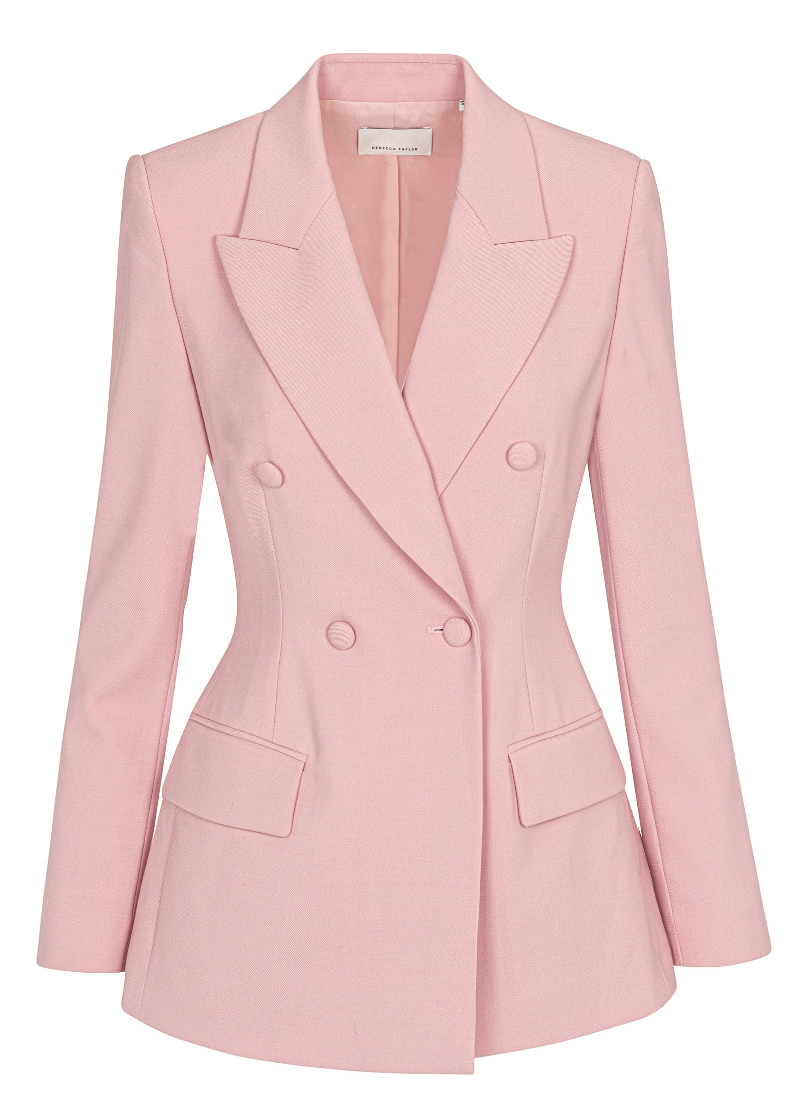 Pink Calvary Twill Structured Blazer Calvary Twill Double Breasted Blazer in Calamine Pink by Rebecca Taylor