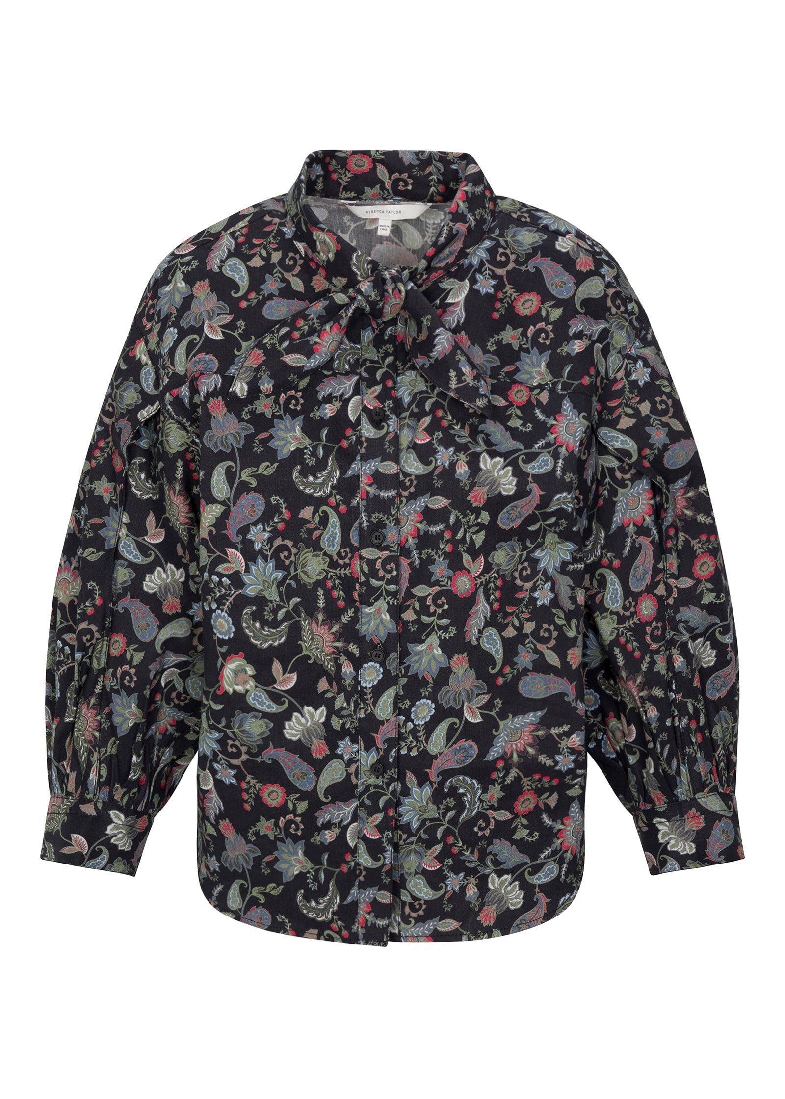 Aurelia Stretch Linen Top in Navy Multi by Rebecca Taylor