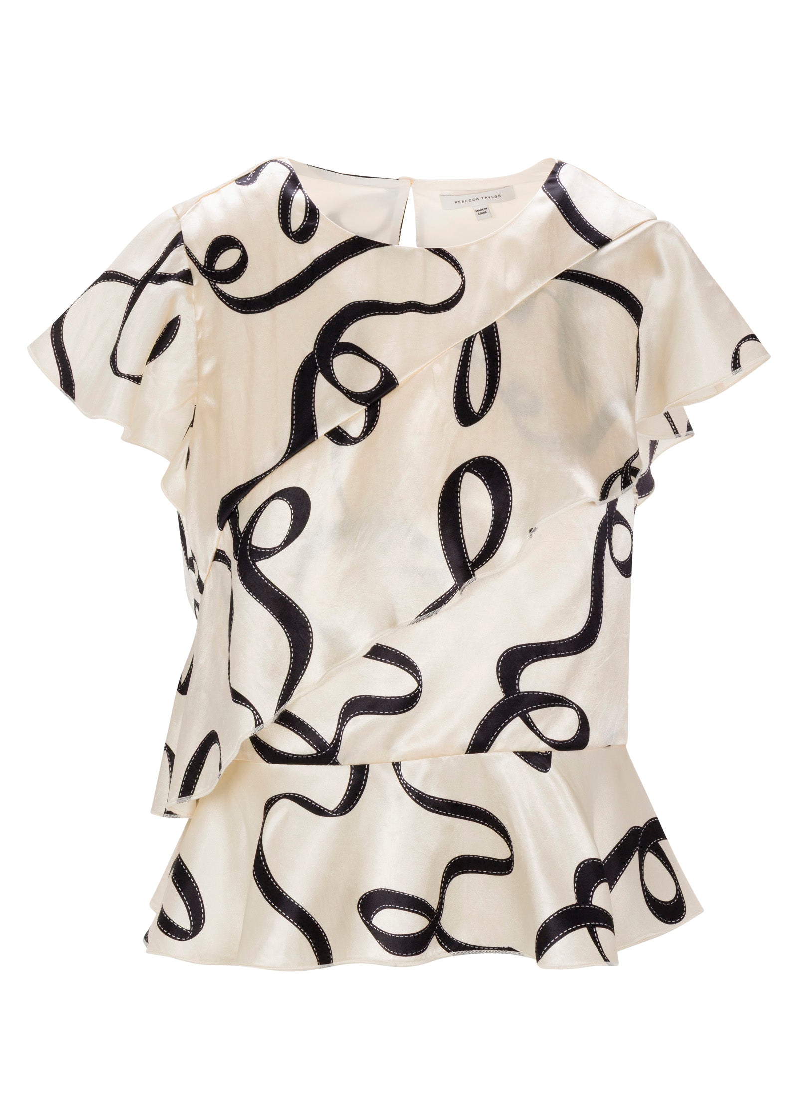 Hollis Satin Top in Ribbon Print by Rebecca Taylor