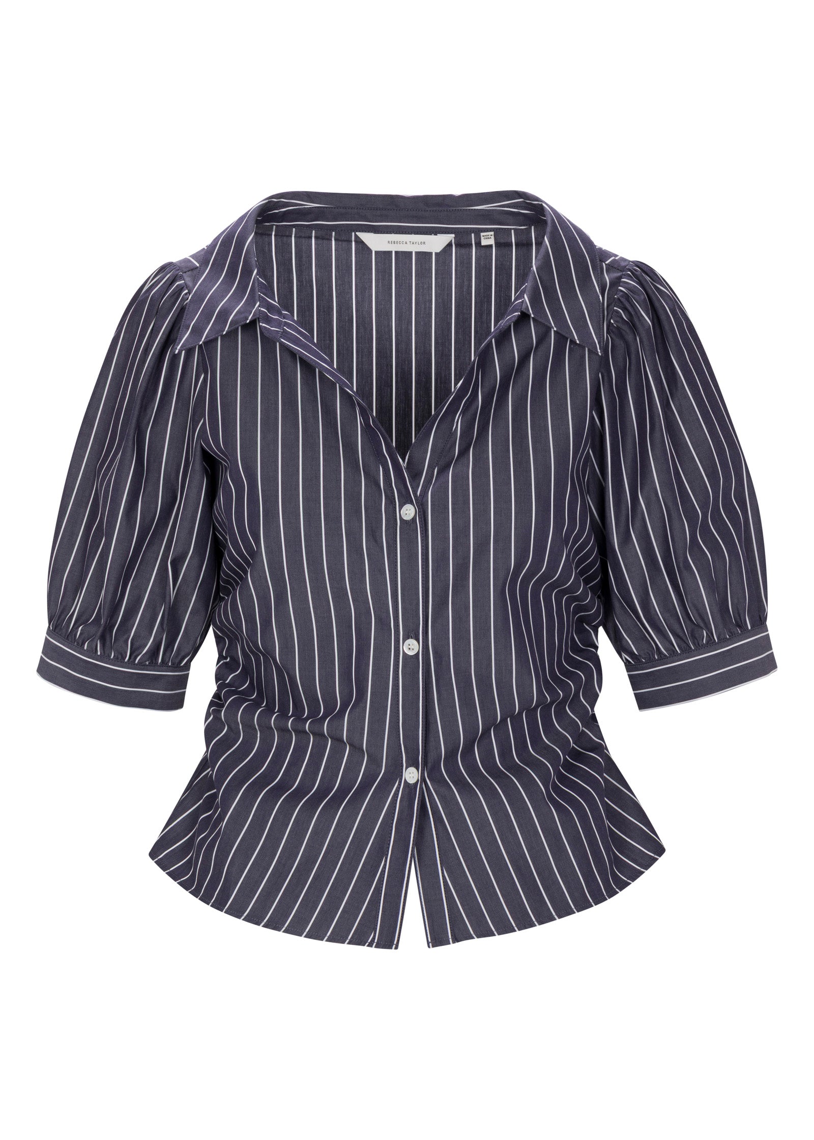 Isla Stripe Poplin Shirt in Navy Stripe by Rebecca Taylor